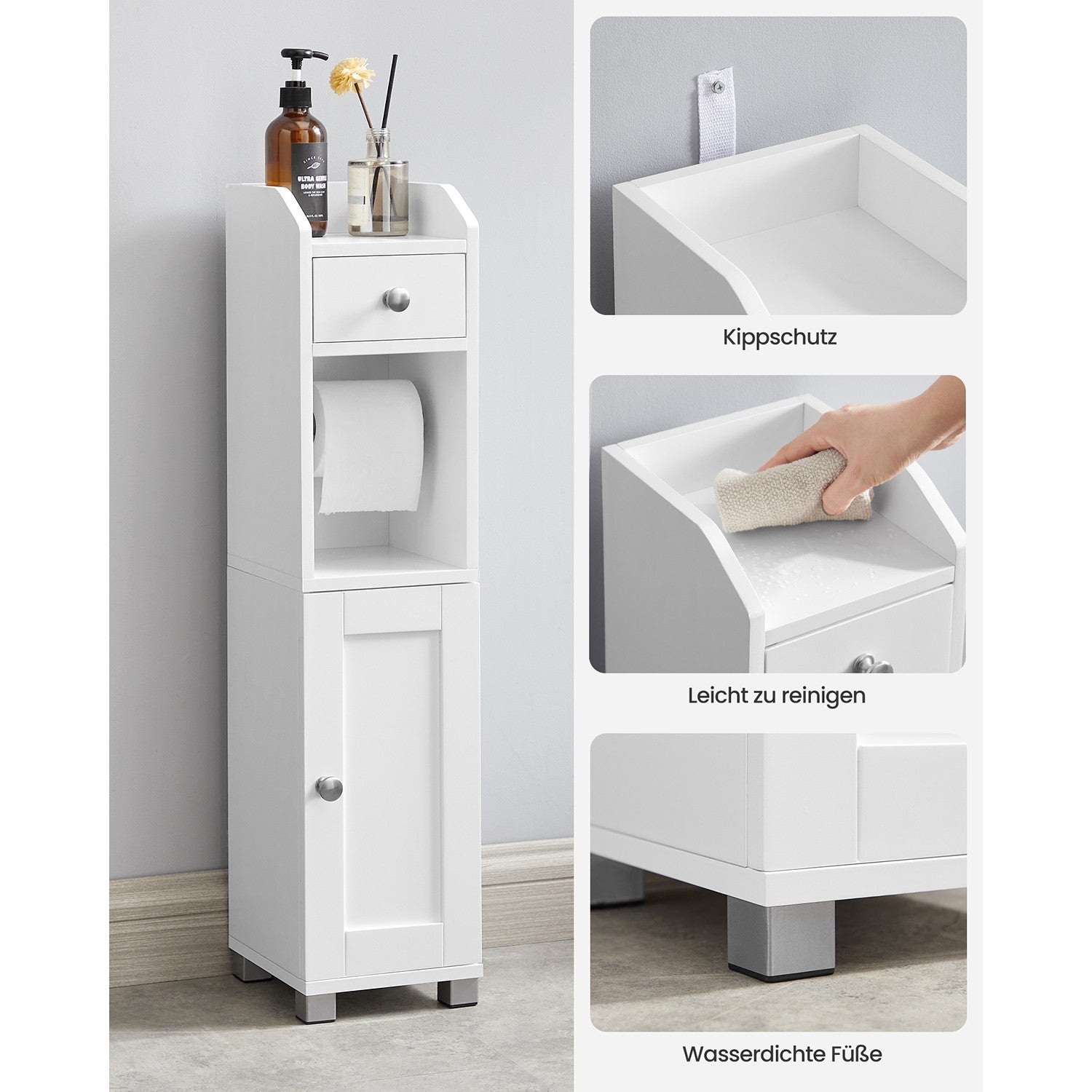 Schrank mit Toilettenpapierhalter