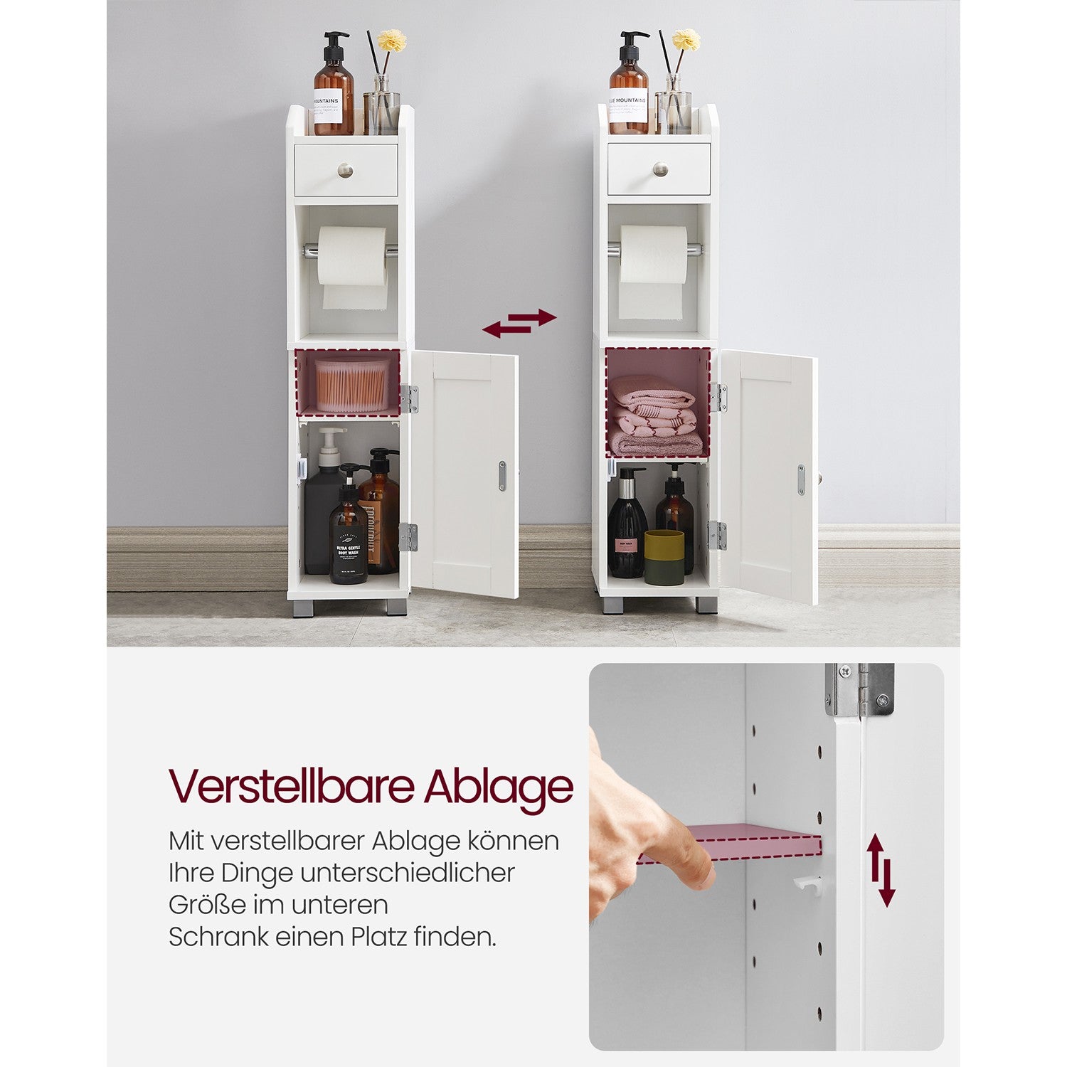 Schrank mit Toilettenpapierhalter