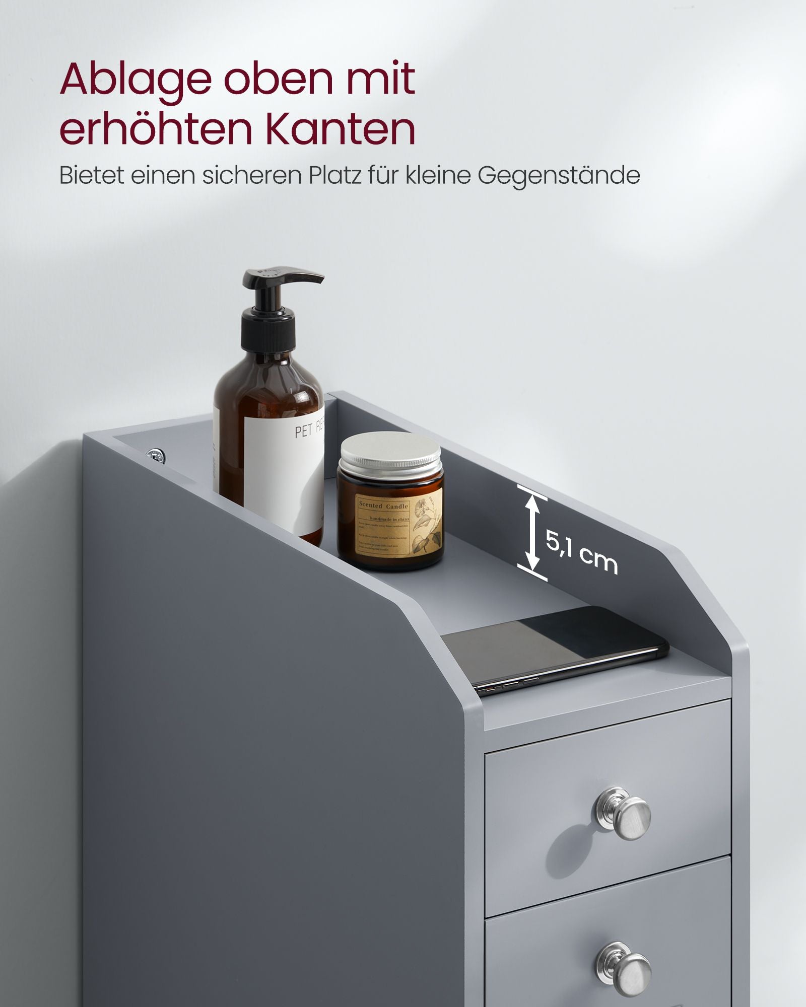 Badezimmerschrank mit Schubladen für Toilettenpapier schmal