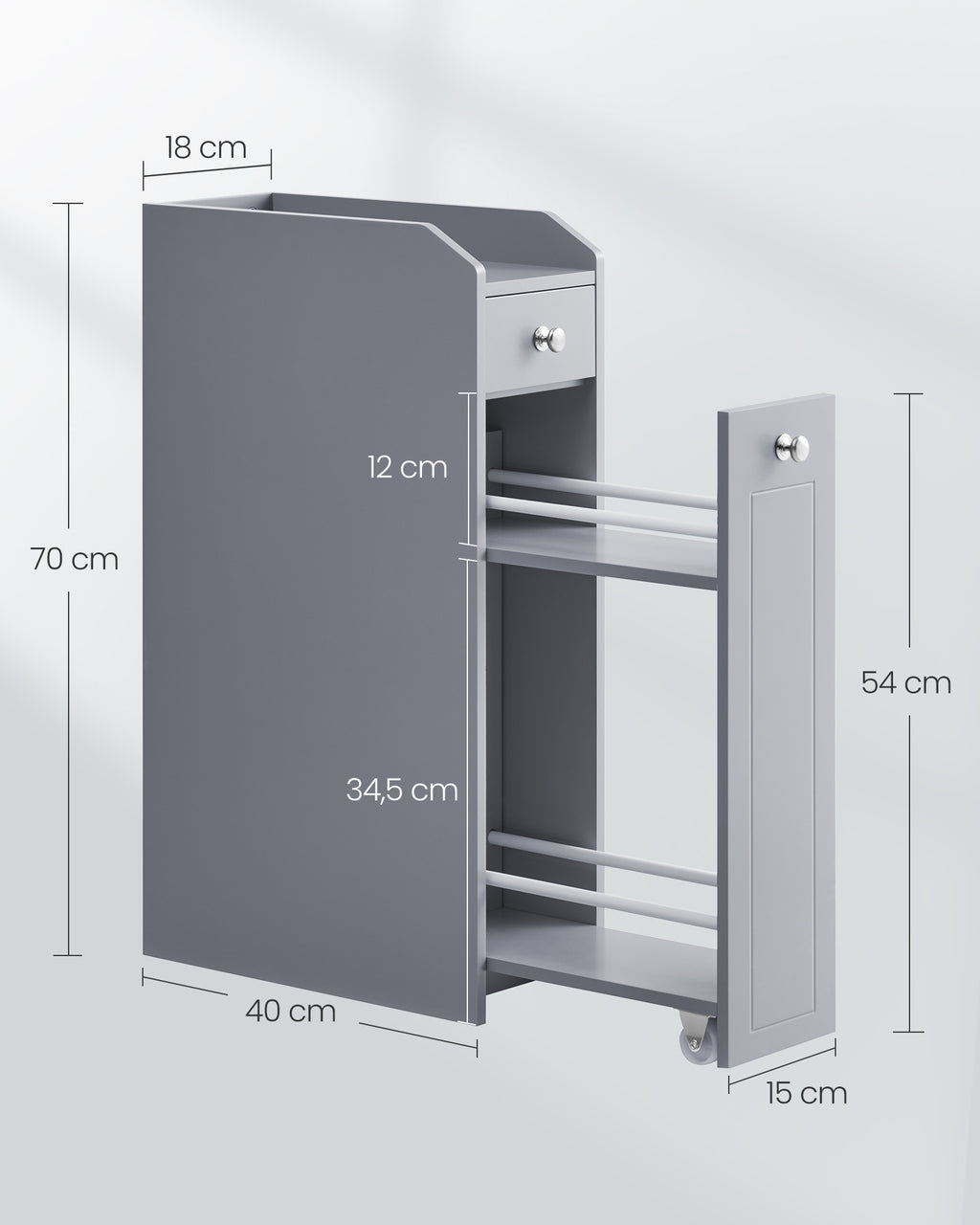 Badezimmerschrank mit Schubladen für Toilettenpapier schmal