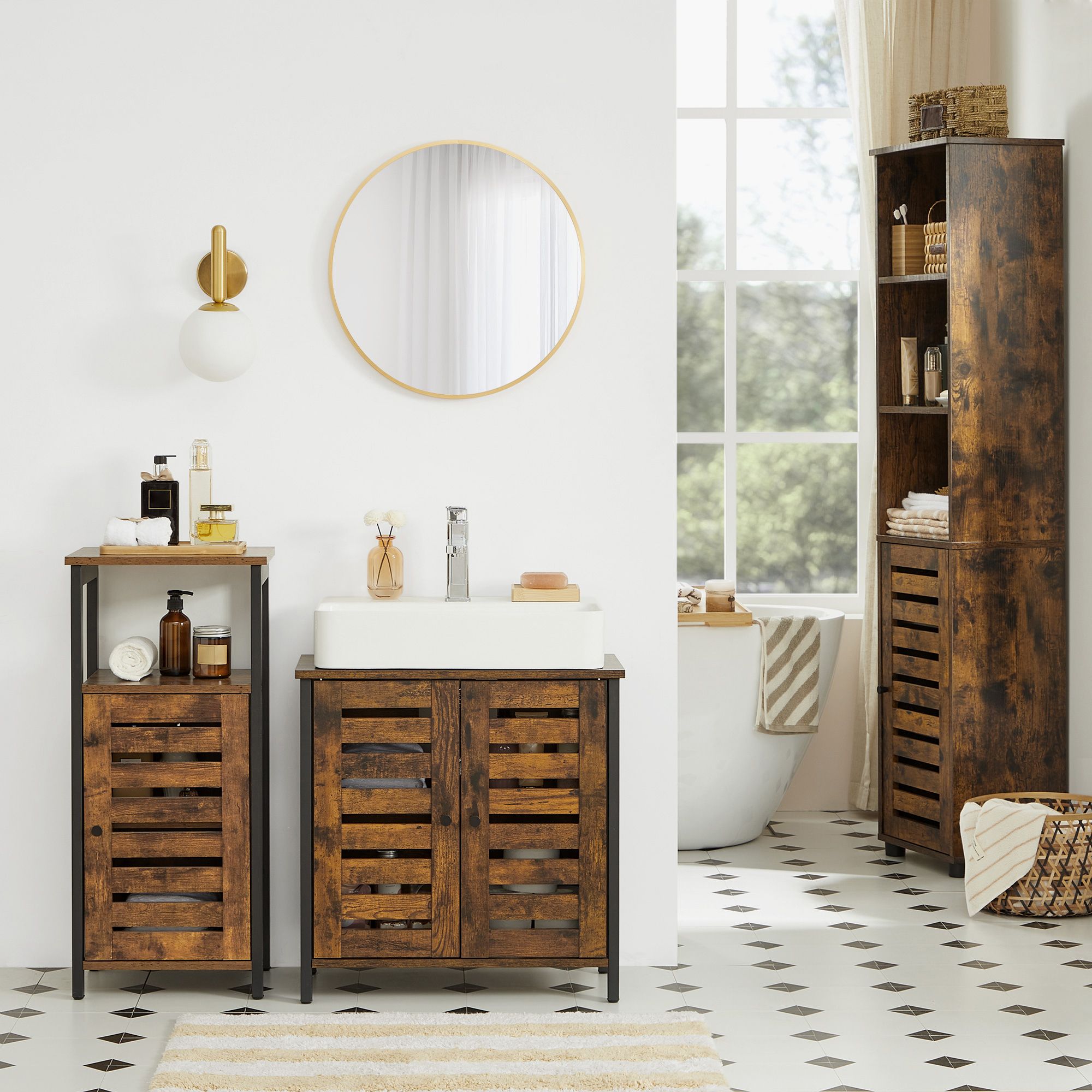 Waschbeckenunterschrank vintagebraun-schwarz