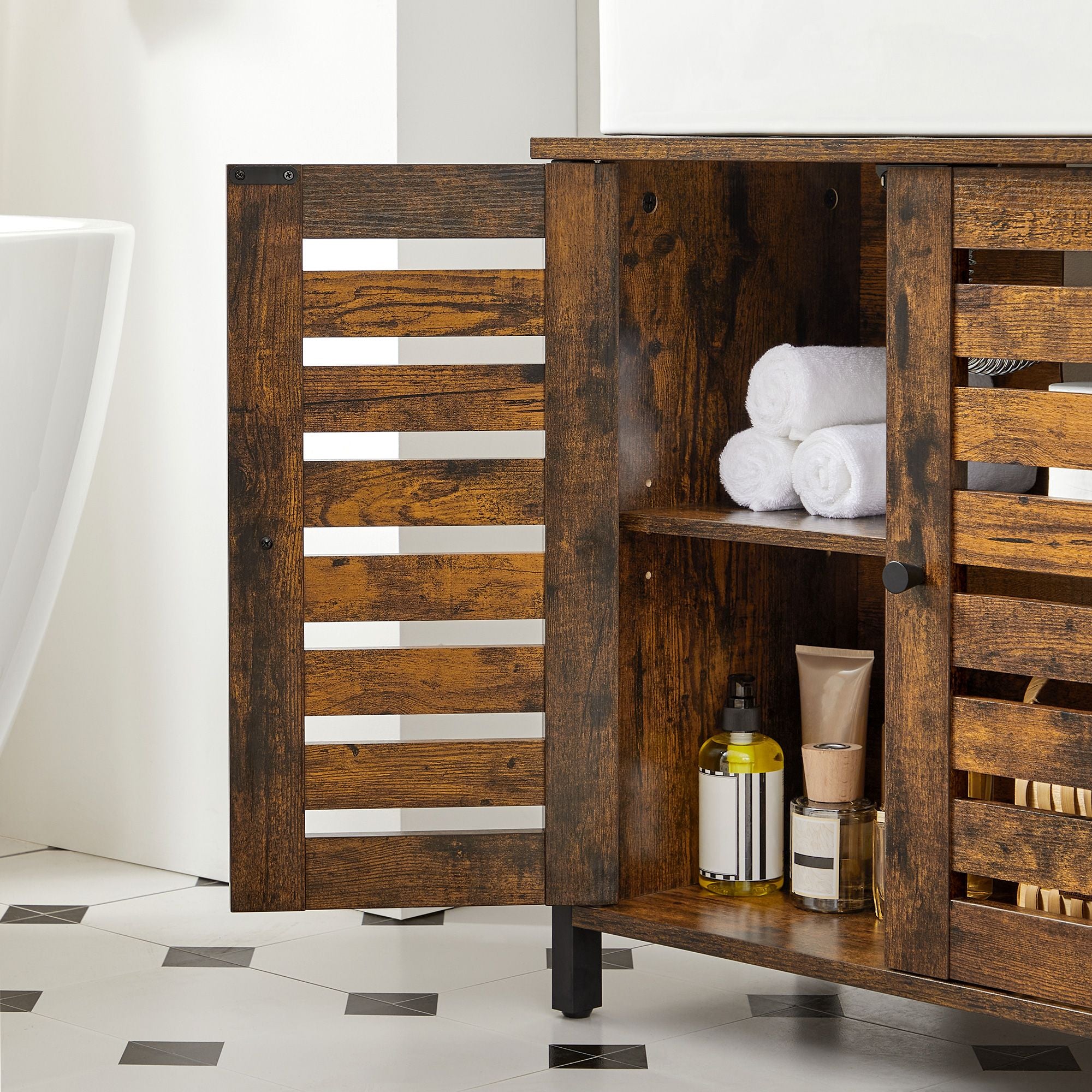 Waschbeckenunterschrank vintagebraun-schwarz