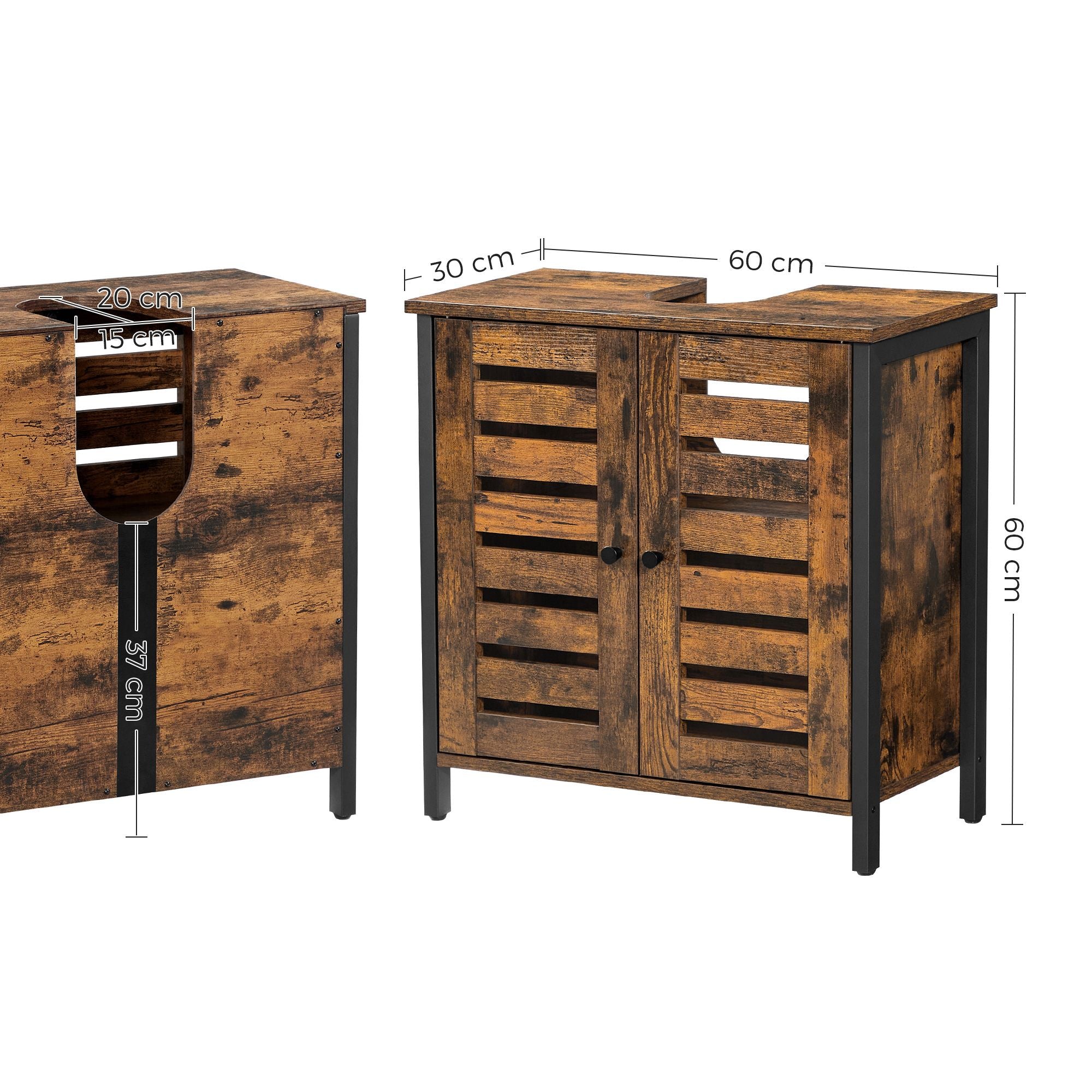 Waschbeckenunterschrank vintagebraun-schwarz