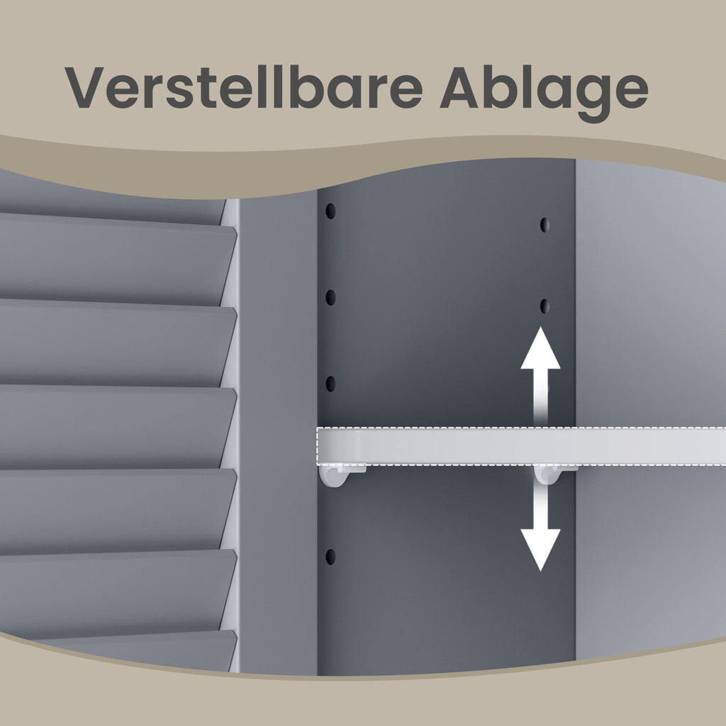 Wandmontierter Badezimmerschrank, mit verstellbaren Regalböden, Doppeltüren mit Lamellen