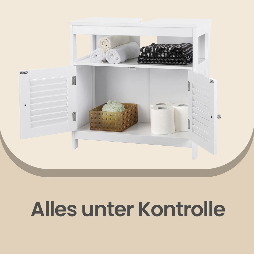 Unterschrank, Badezimmerschrank, mit 2 Lamellentüren