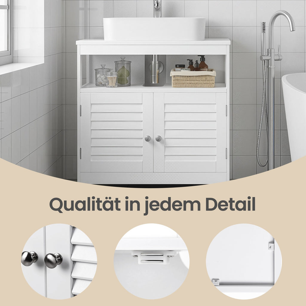 Unterschrank, Badezimmerschrank, mit 2 Lamellentüren
