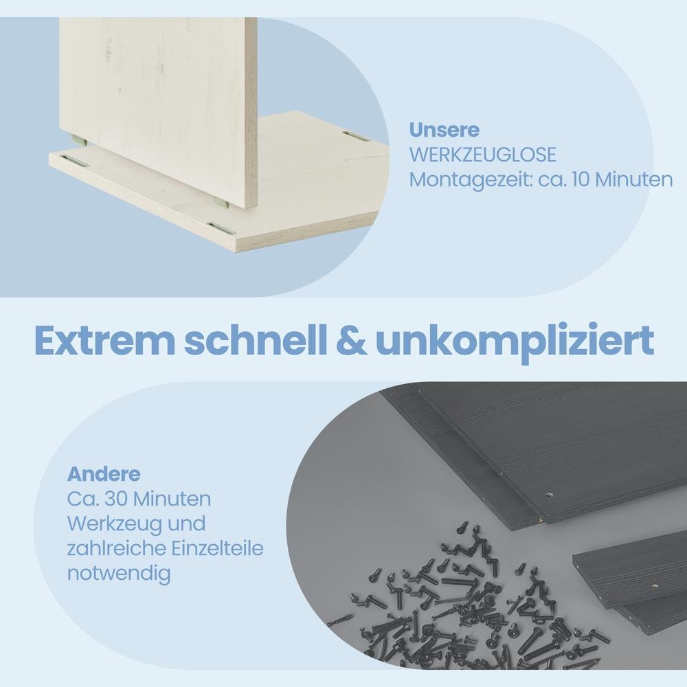 Waschbeckenunterschrank, Toolless-Technologie, superschnelle werkzeuglose Montage