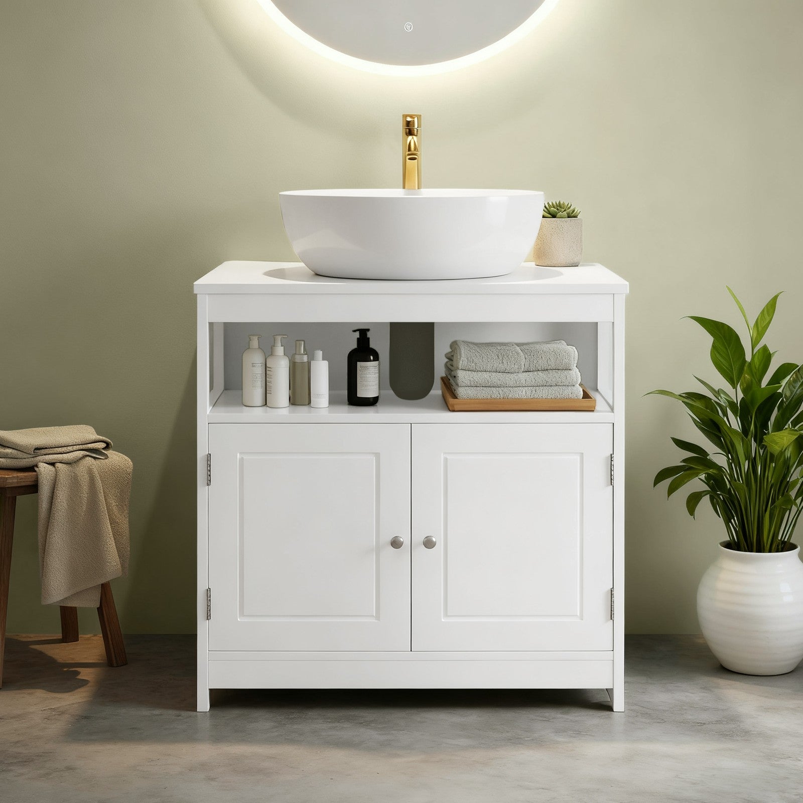Badschrank, Waschbeckenunterschrank, 30 x 60 x 60 cm
