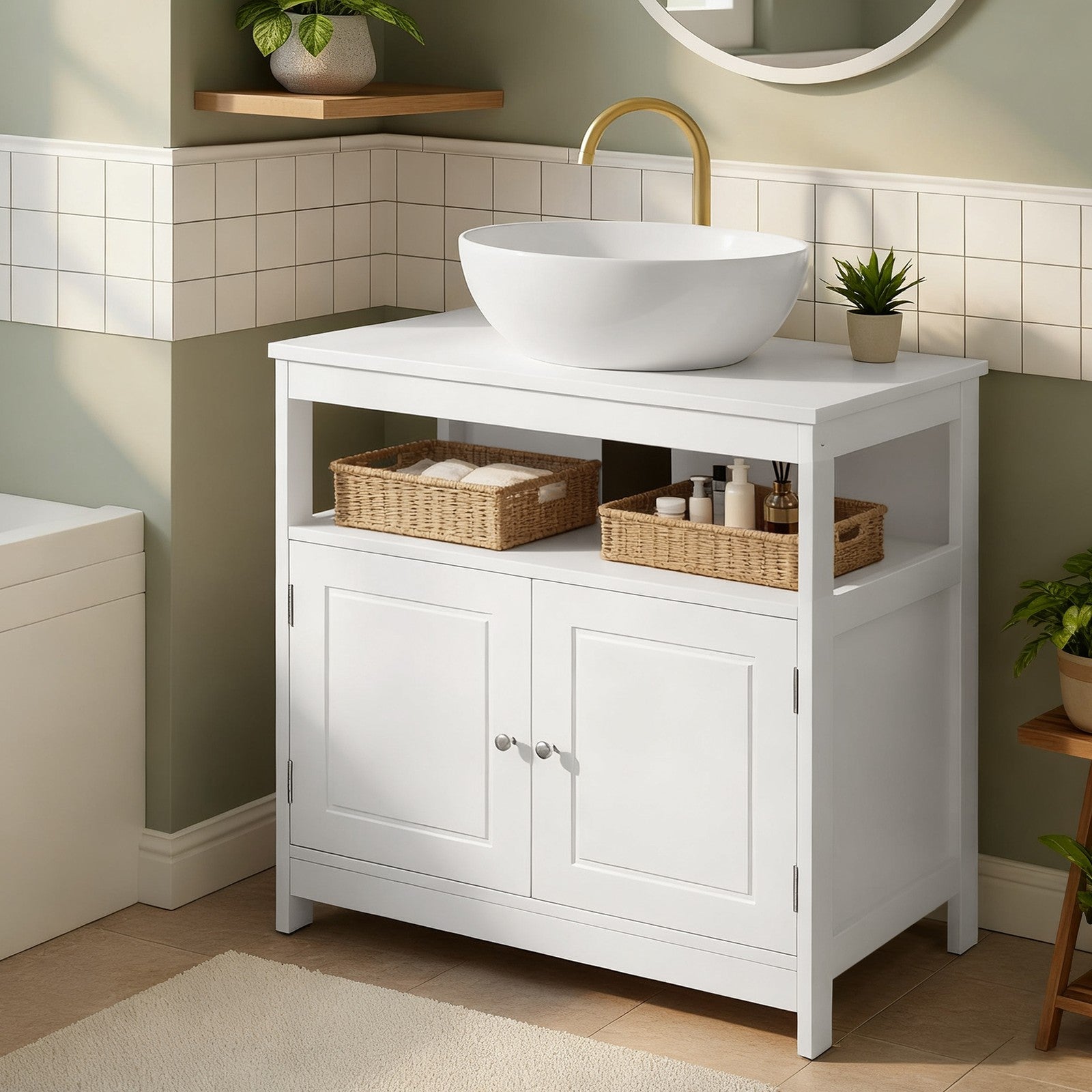 Badschrank, Waschbeckenunterschrank, 30 x 60 x 60 cm
