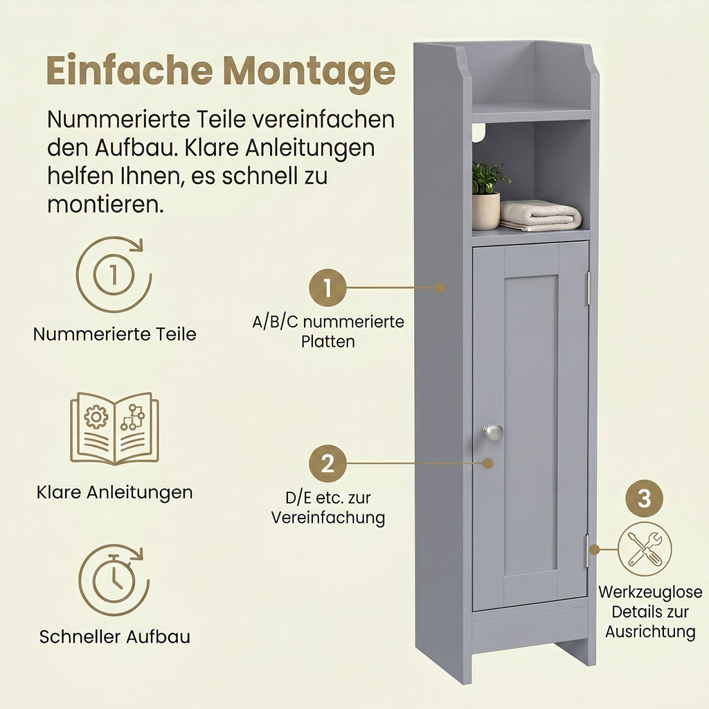 Badezimmerschrank klein, Badschrank schmal, stehend