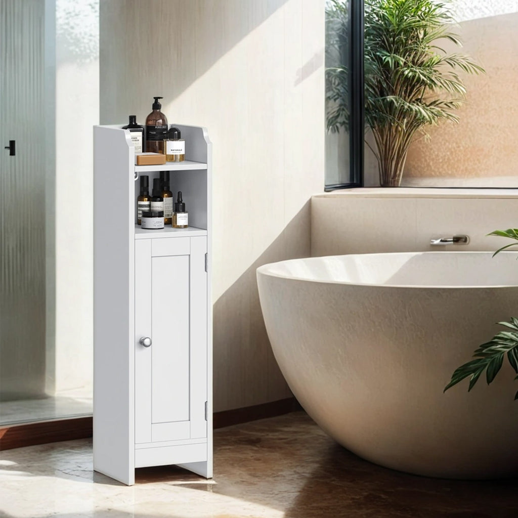 Badezimmerschrank klein, Badschrank schmal, stehend