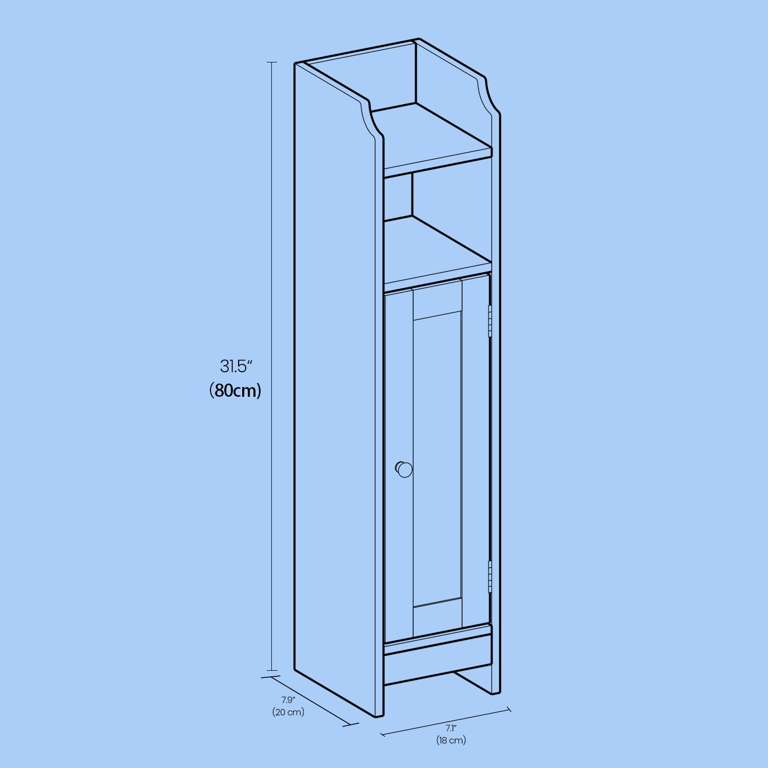 Badezimmerschrank klein, Badschrank schmal, stehend