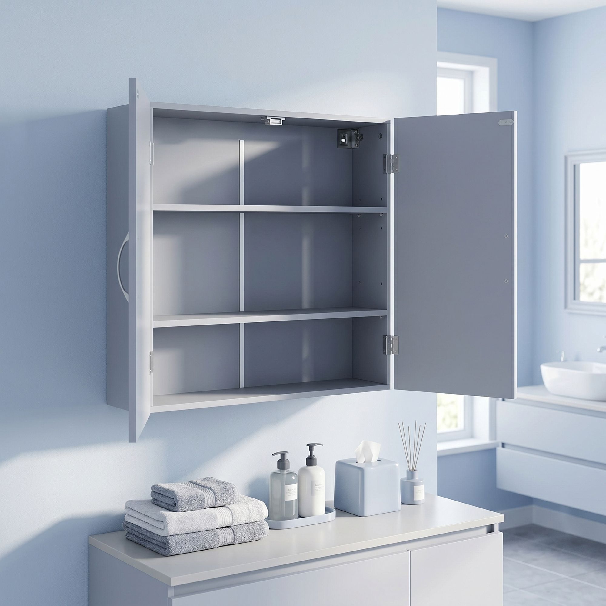 Badschrank, Wandschrank für Badezimmer, 18 x 60 x 60 cm