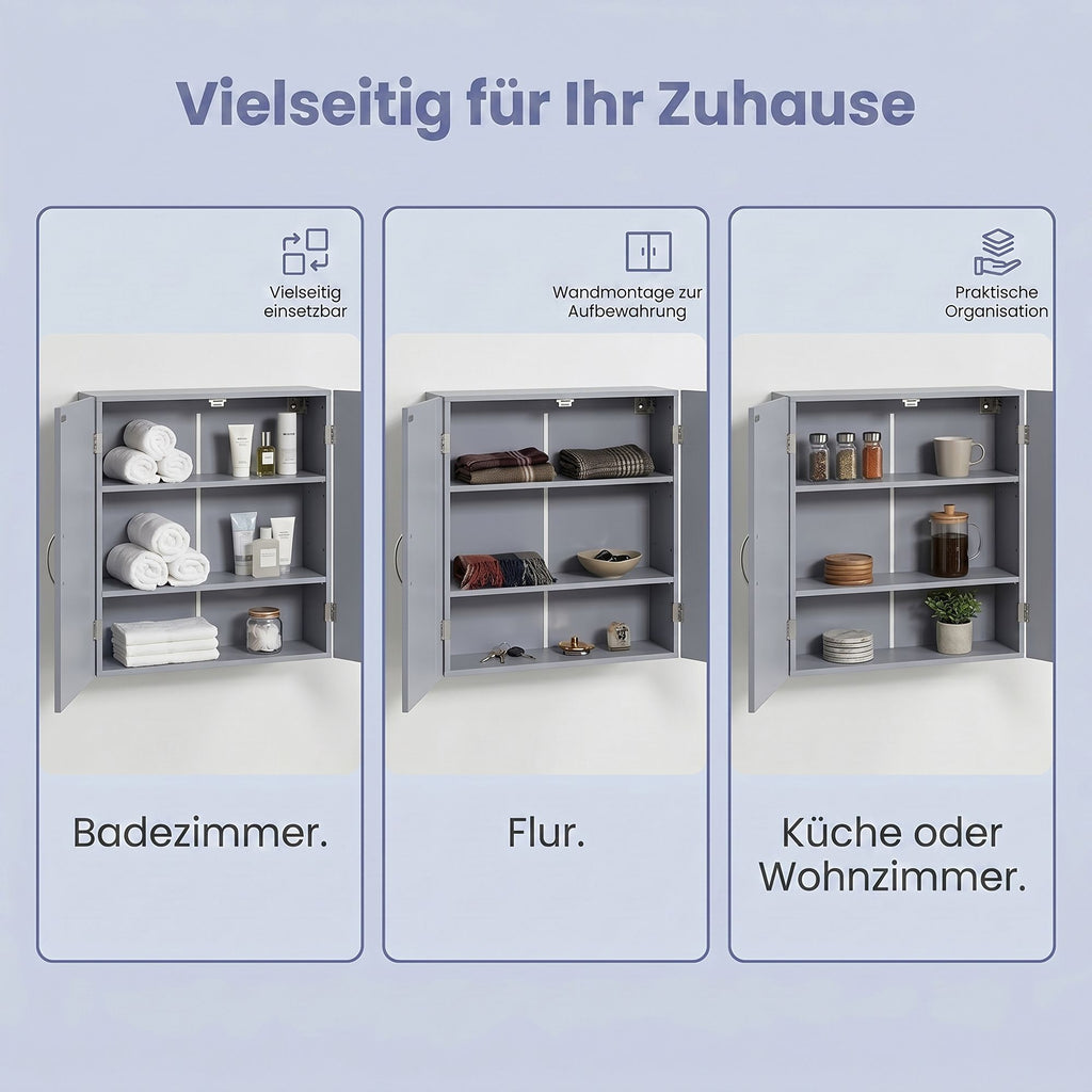 Badschrank, Wandschrank für Badezimmer, 18 x 60 x 60 cm