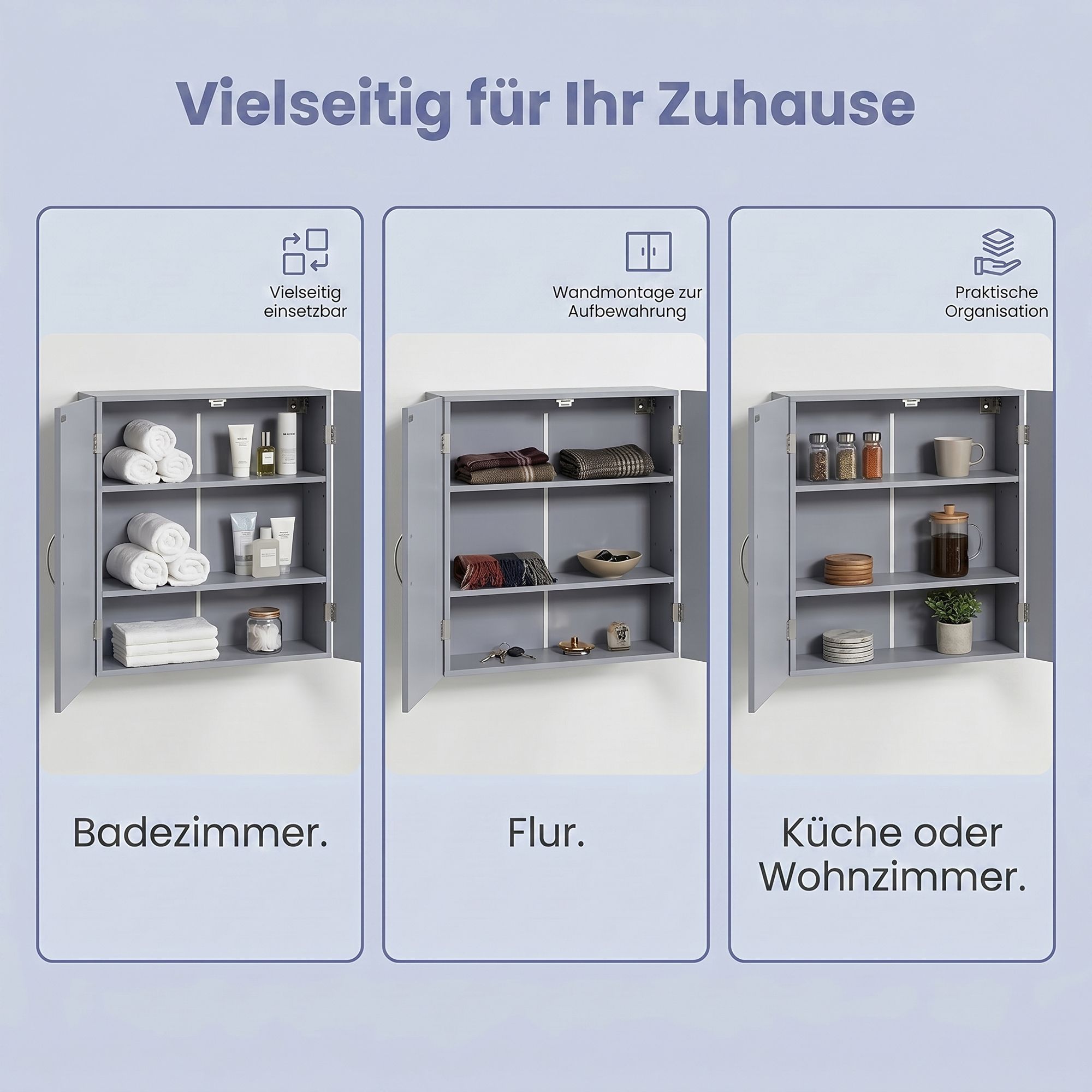 Badschrank, Wandschrank für Badezimmer, 18 x 60 x 60 cm