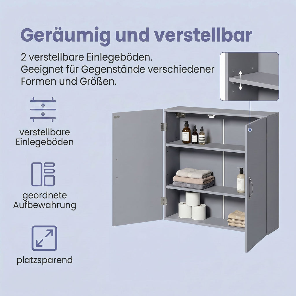 Badschrank, Wandschrank für Badezimmer, 18 x 60 x 60 cm