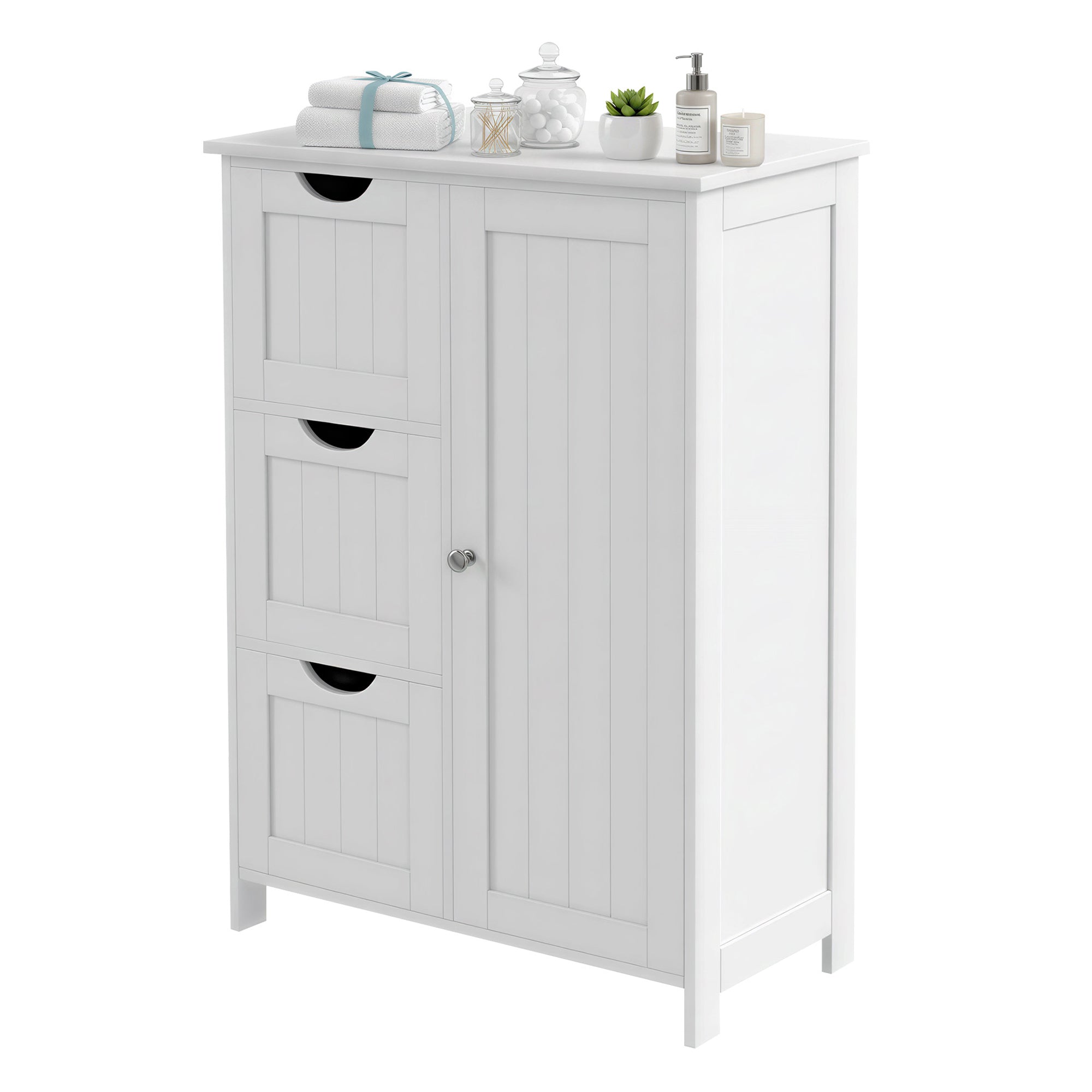 Badezimmerschrank mit 3 Schubladen, 1 verstellbares Regal, 30 x 60 x 81 cm
