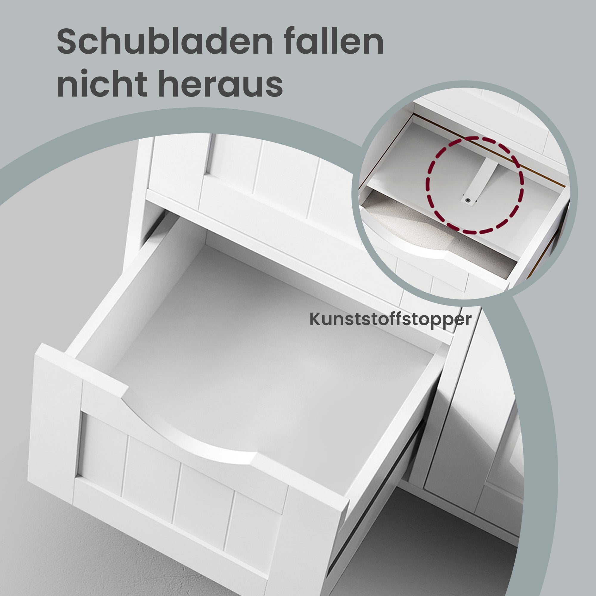Badezimmerschrank mit 3 Schubladen, 1 verstellbares Regal, 30 x 60 x 81 cm