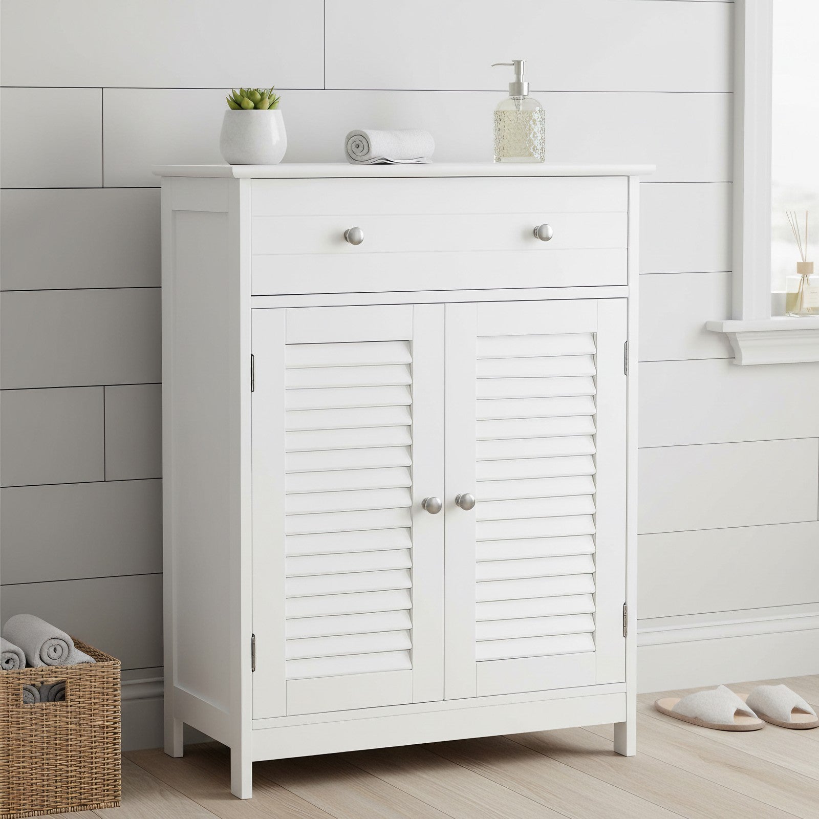 Schmaler Badschrank, Aufbewahrungsschrank, mit Schublade