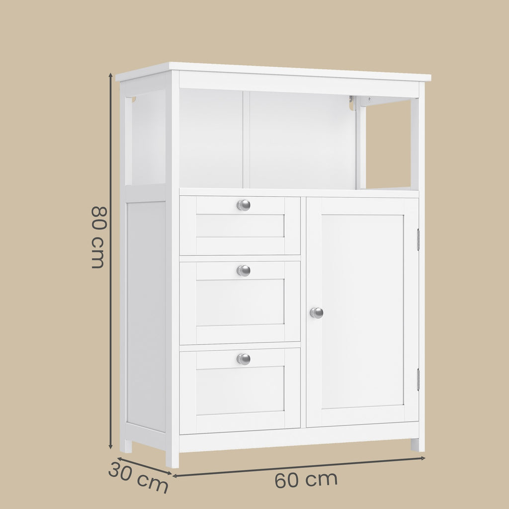 Badschrank, Beistellschrank, Aufbewahrungsschrank mit 3 Schubladen und verstellbarer Ablage
