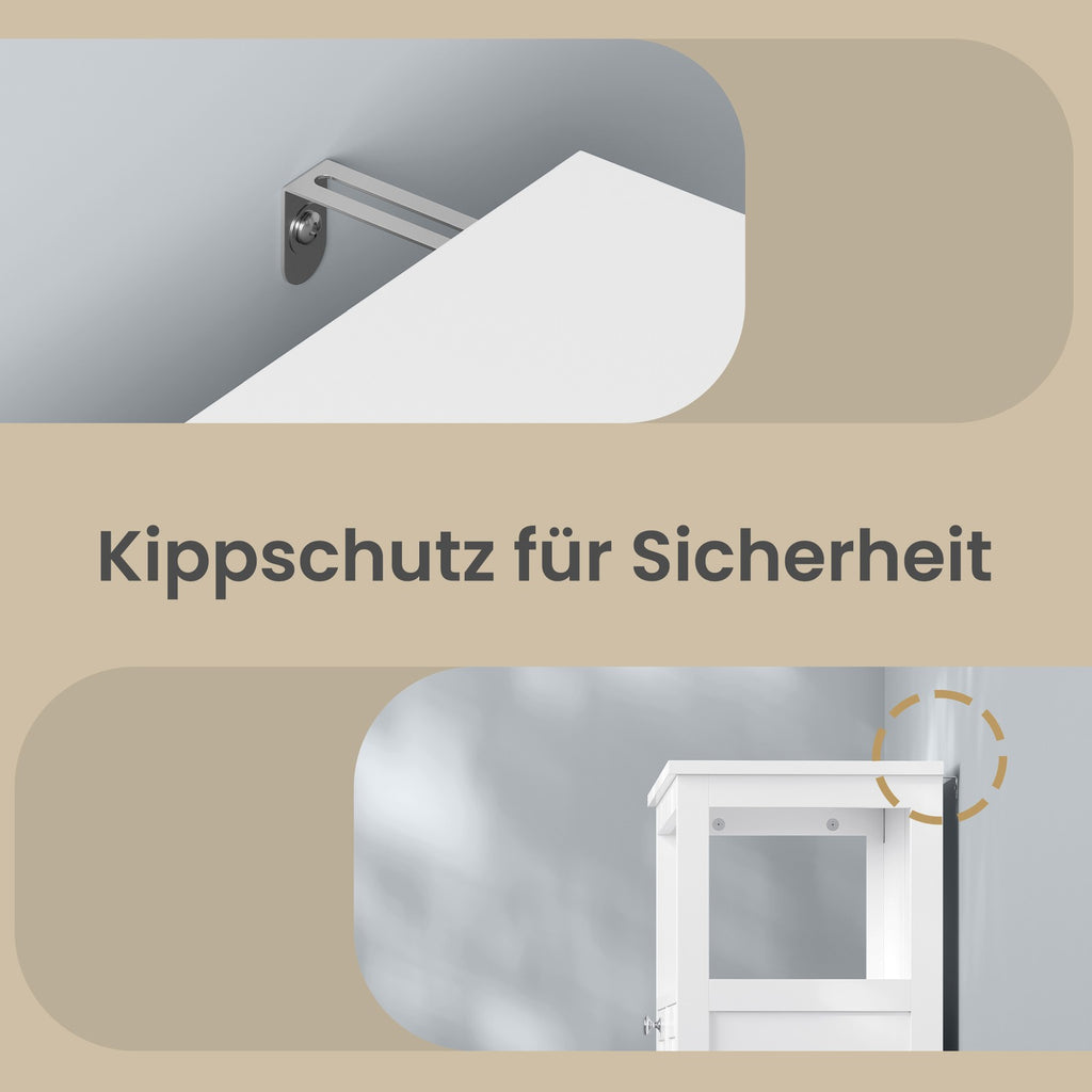 Badschrank, Beistellschrank, Aufbewahrungsschrank mit 3 Schubladen und verstellbarer Ablage