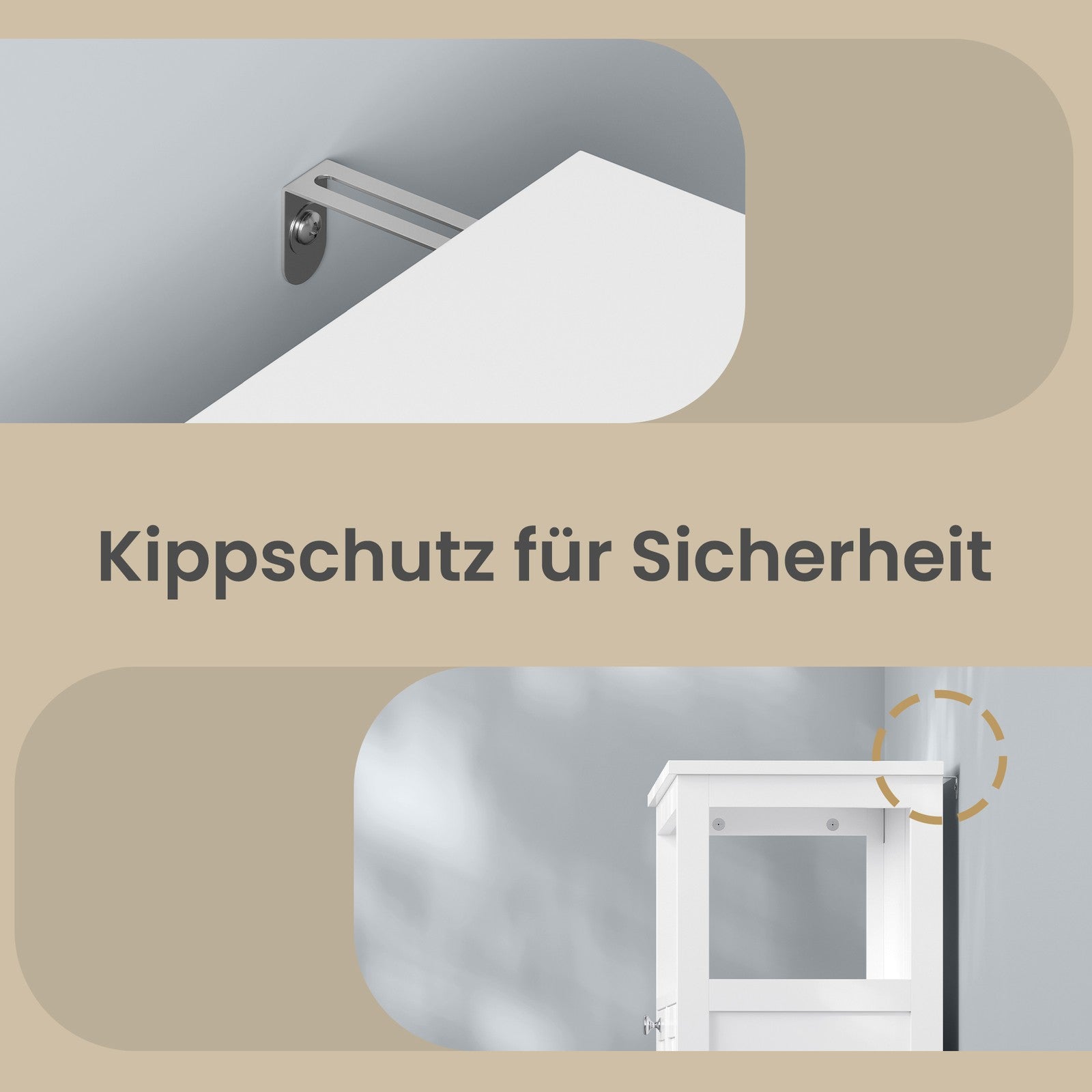 Badschrank, Beistellschrank, Aufbewahrungsschrank mit 3 Schubladen und verstellbarer Ablage