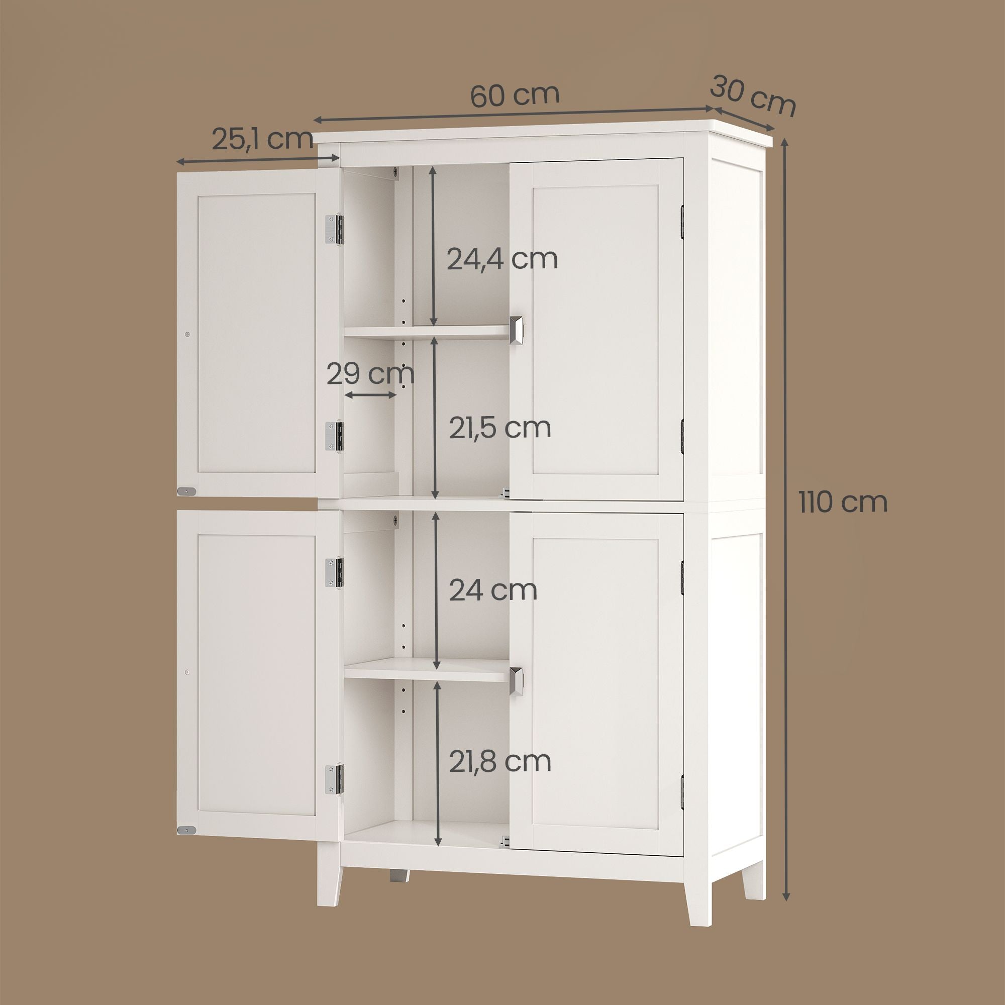 Badezimmerschrank, Badschrank, Küchenschrank mit 4 Türen