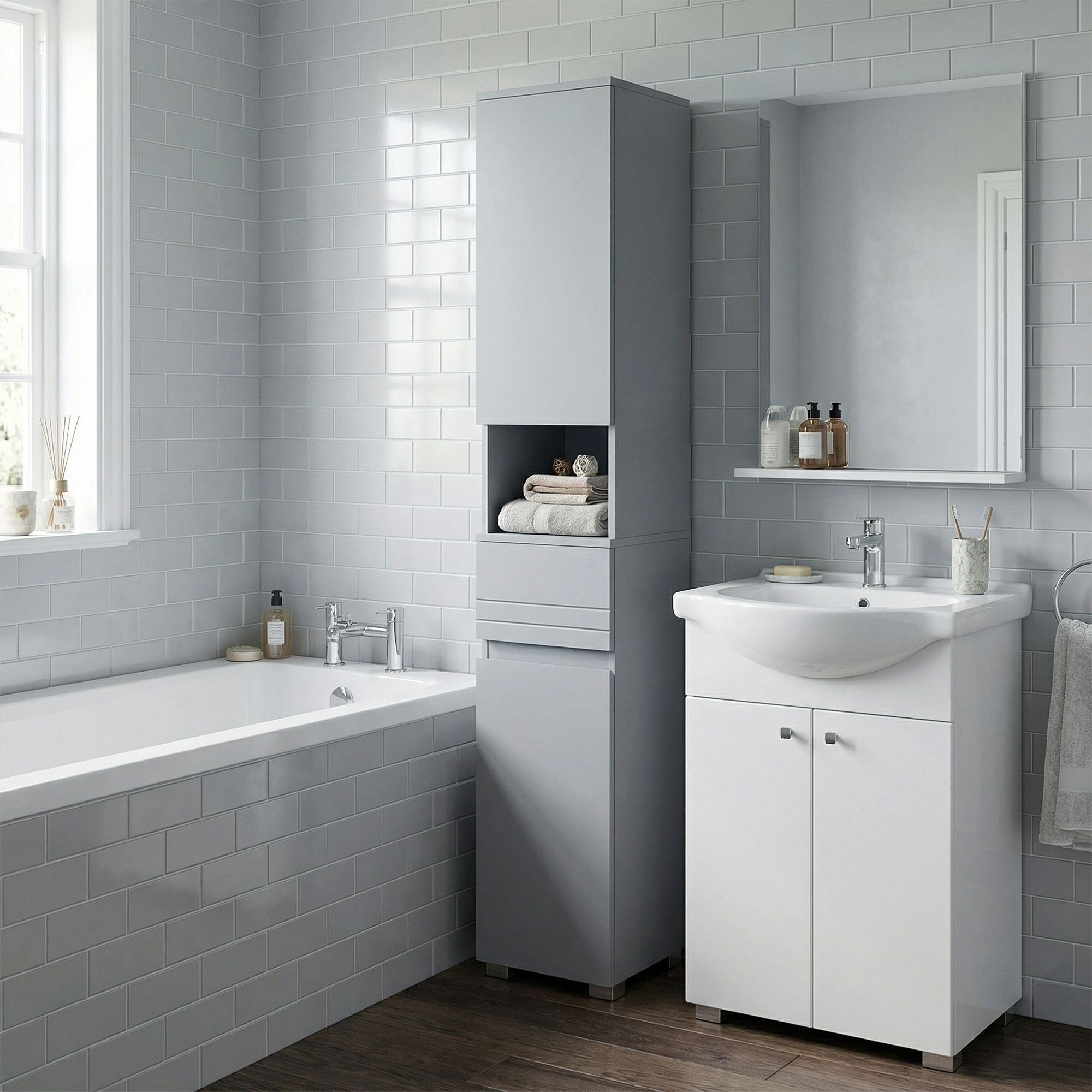 Badezimmerschrank, Badschrank, Badezimmermöbel mit Einer Schublade