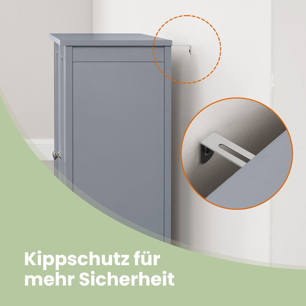 Hochschrank für Badezimmer mit Beleuchtung, verstellbaren Einlegeböden, offenen Fächern
