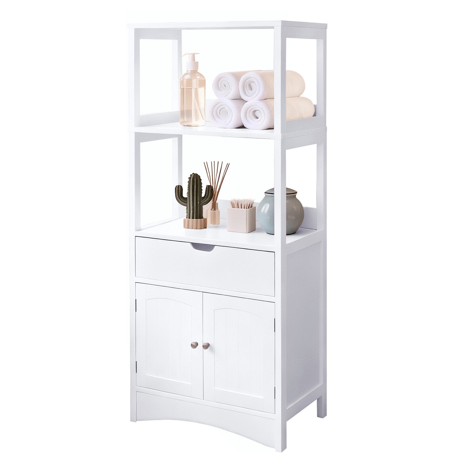 Badschrank, Badregal mit 4 Ebenen, Badezimmerschrank