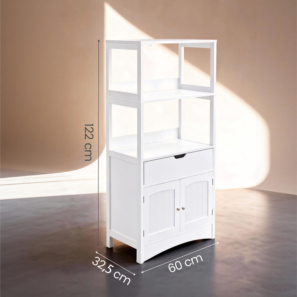 Badschrank, Badregal mit 4 Ebenen, Badezimmerschrank