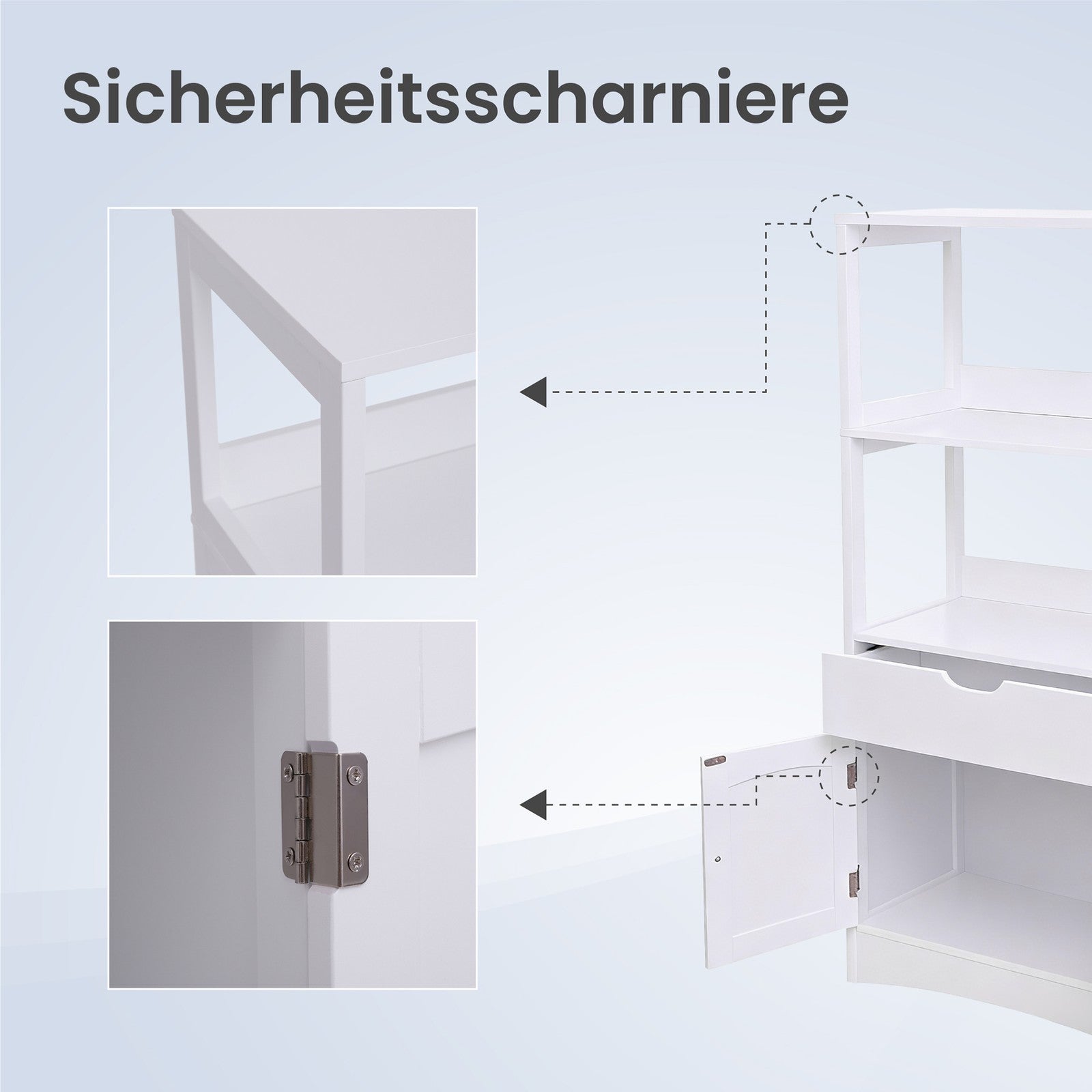 Badschrank, Badregal mit 4 Ebenen, Badezimmerschrank