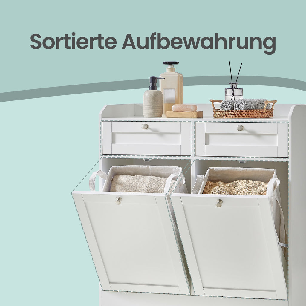 Badschrank, mit 2 herausnehmbaren Wäschekörben, 2 Schubladen