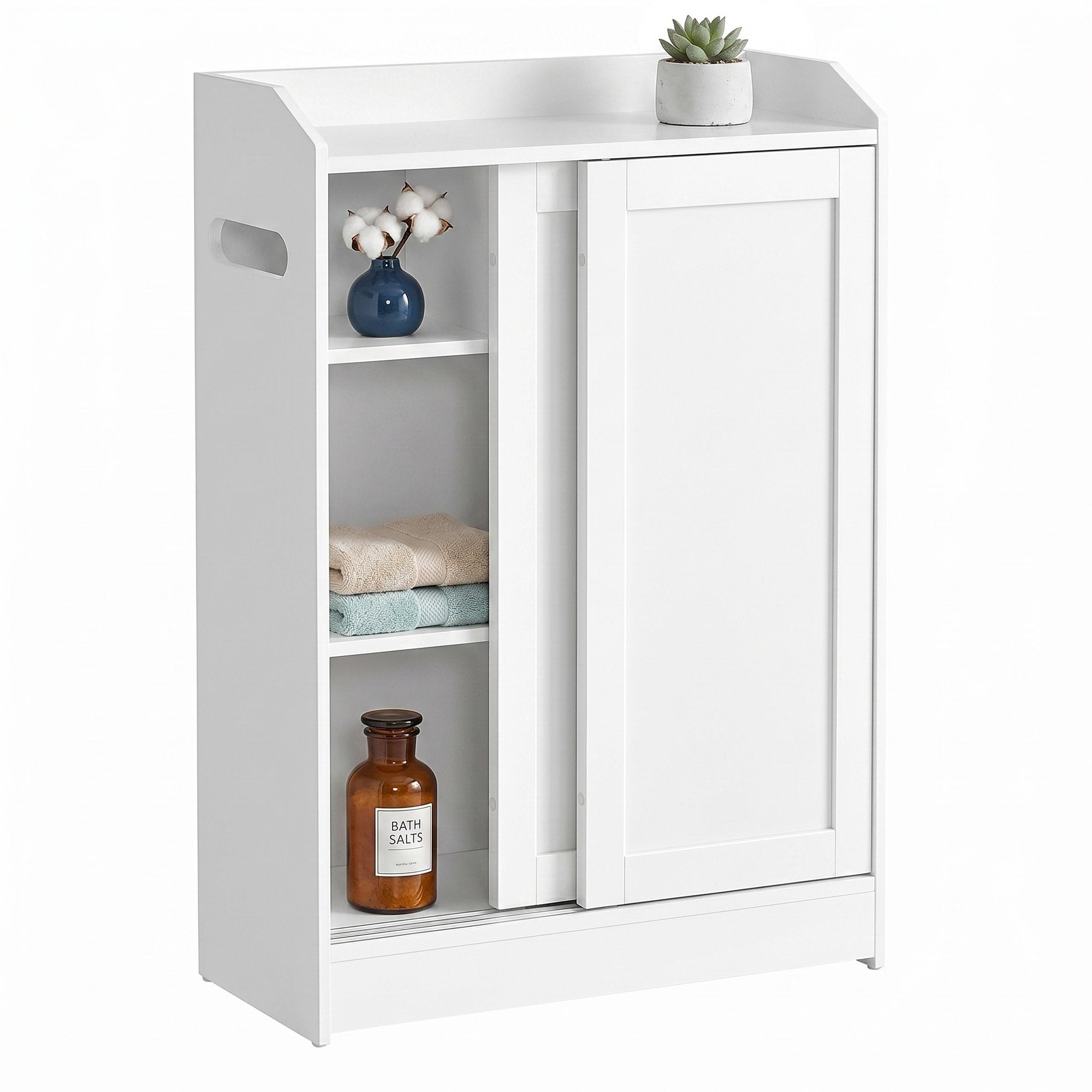 Schmaler Badschrank mit Schiebetüren, verstellbaren Einlegeböden und Toilettenpapierhalter, für Badezimmer neben der Toilette