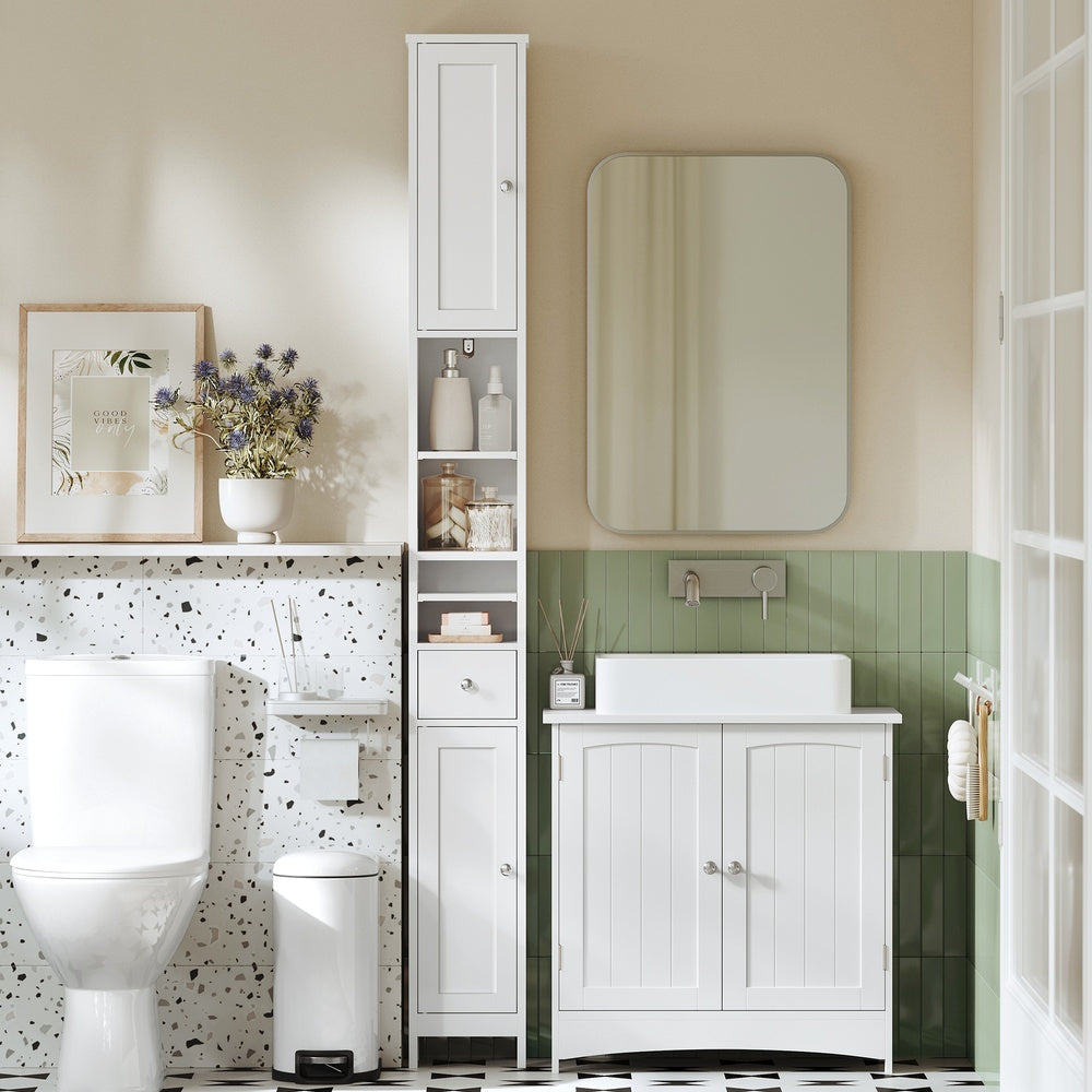 Hoher Badezimmerschrank, Schmaler Badschrank, Aufbewahrungsschrank