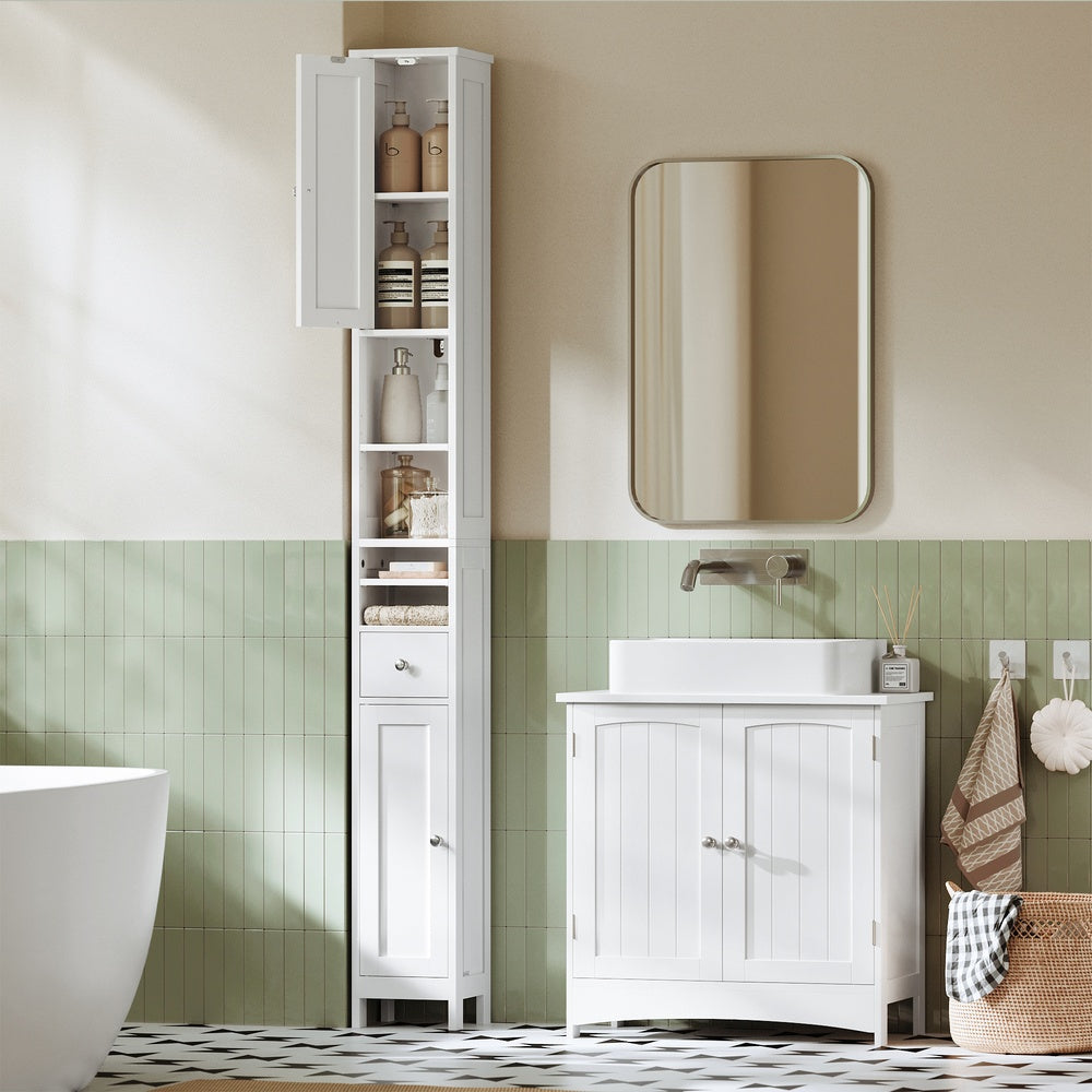 Hoher Badezimmerschrank, Schmaler Badschrank, Aufbewahrungsschrank