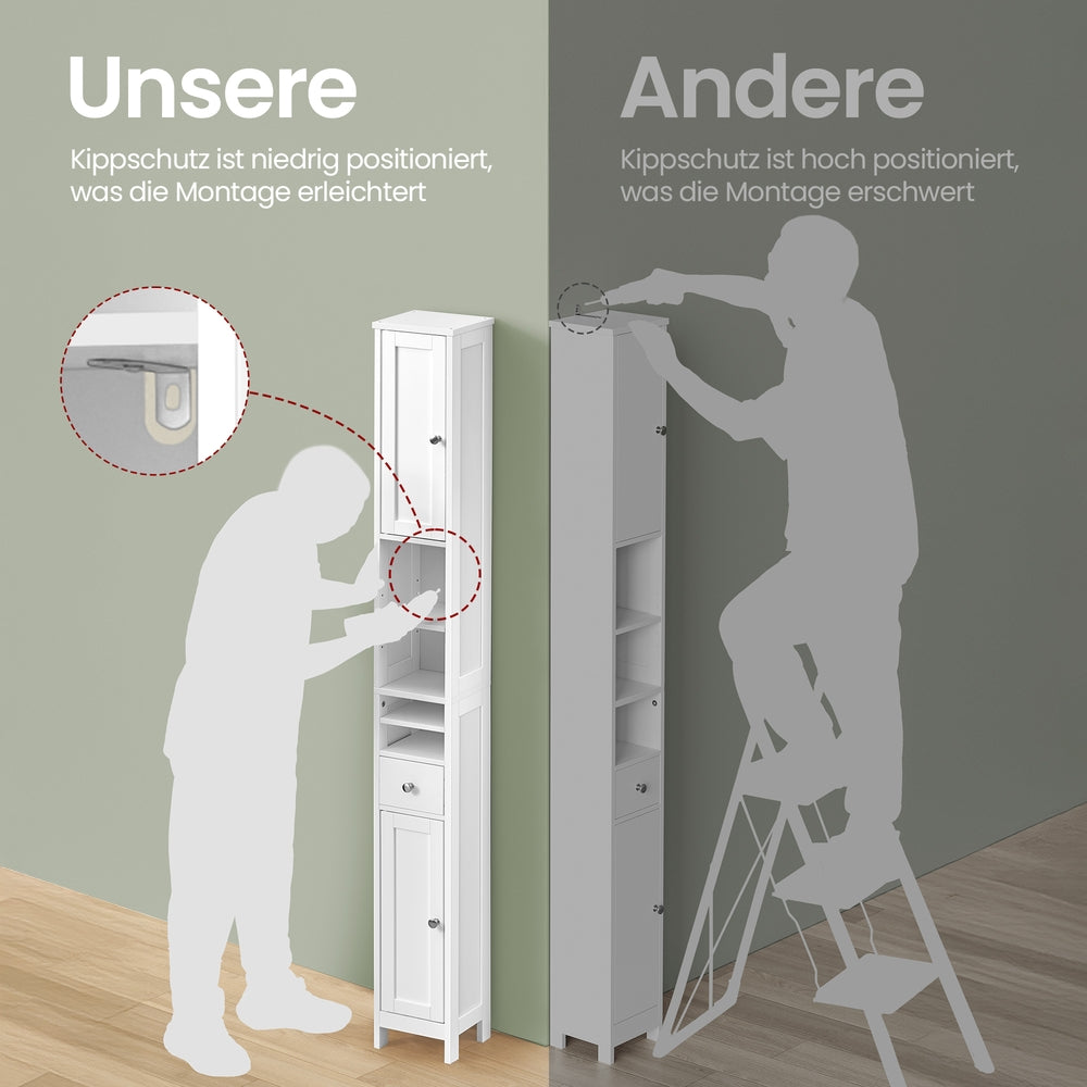Hoher Badezimmerschrank, Schmaler Badschrank, Aufbewahrungsschrank