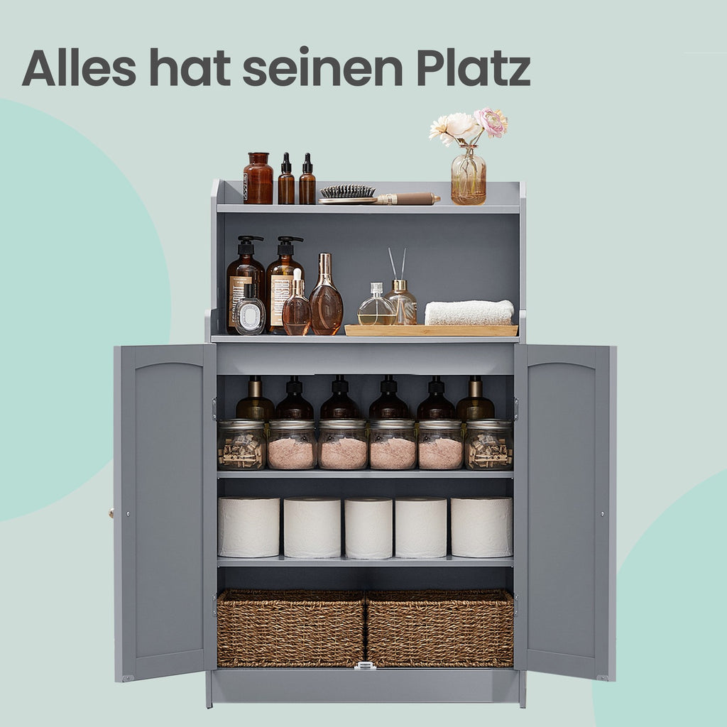 Stehender Badschrank, Schrank für Badezimmer, mit verstellbaren Ablagen