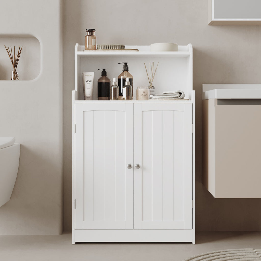 Badezimmerschrank, Badschrank mit 2 Türen, 2 verstellbare Eingeböden
