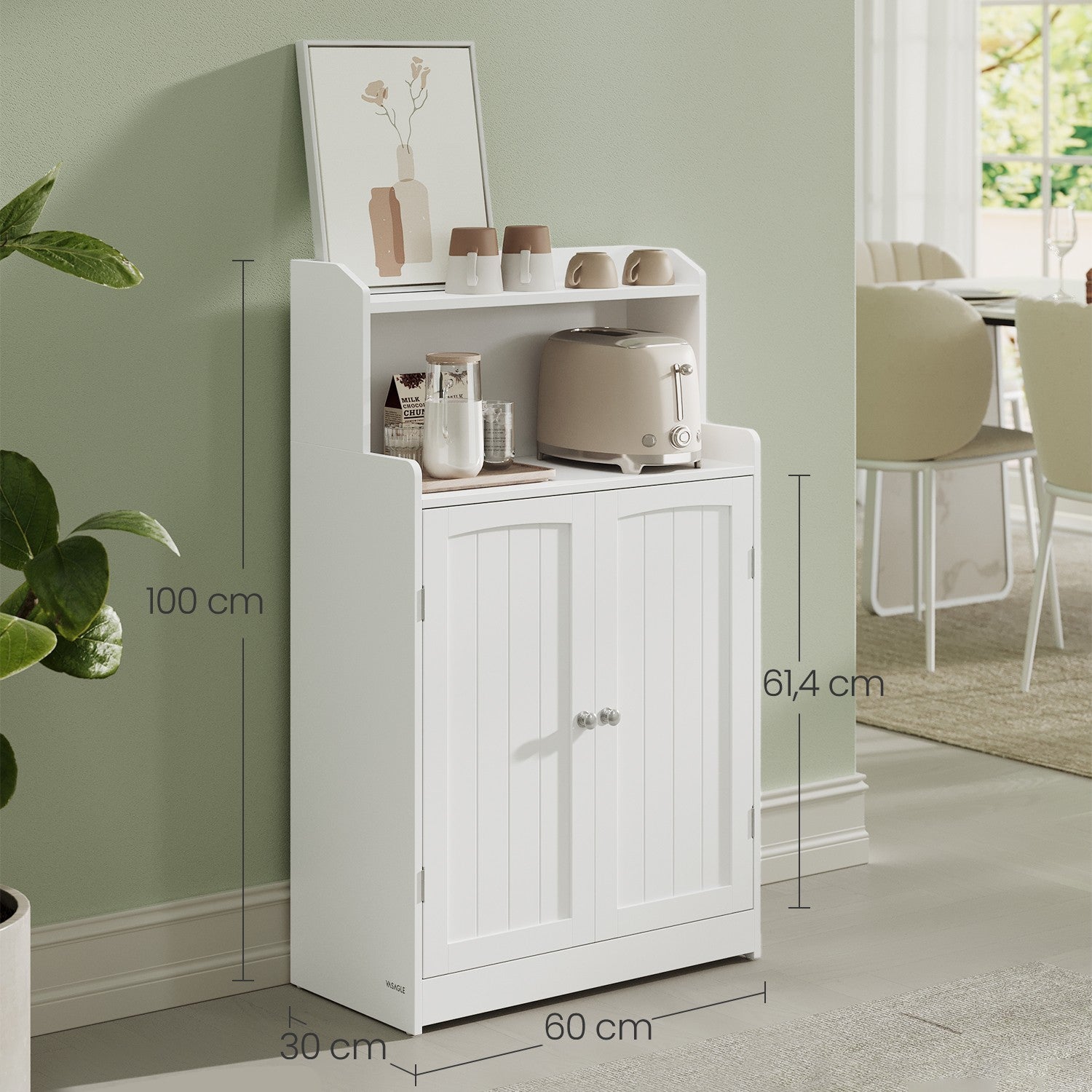 Badezimmerschrank, Badschrank mit 2 Türen, 2 verstellbare Eingeböden