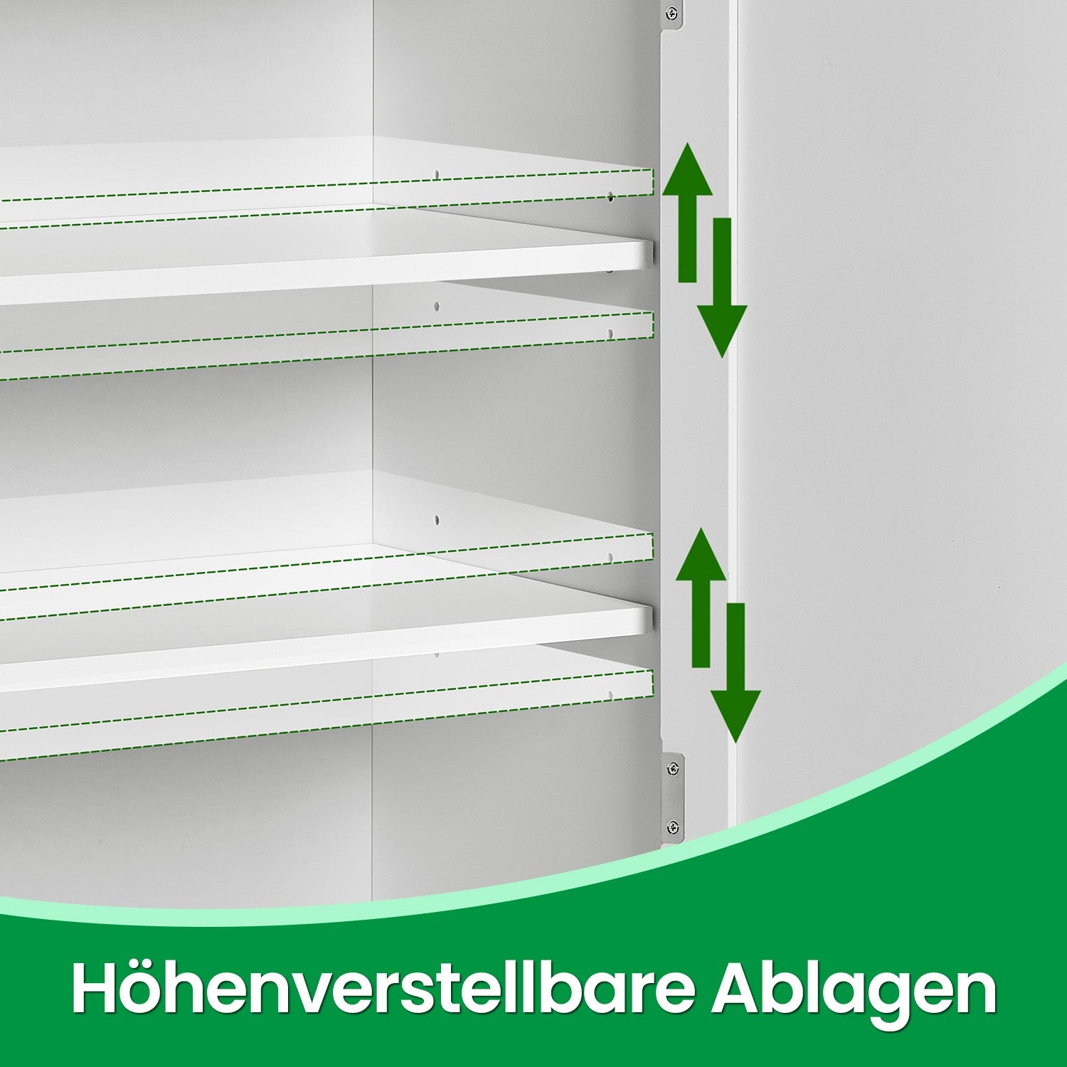Badezimmerschrank, Badschrank mit 2 Türen, 2 verstellbare Eingeböden