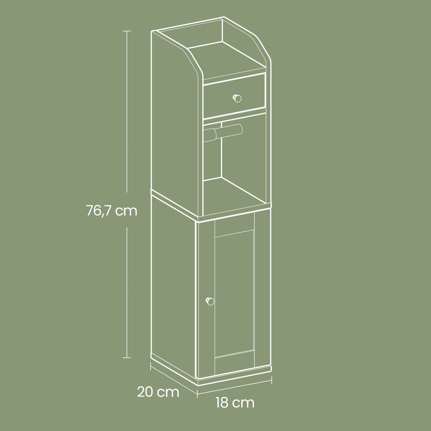 Schrank mit Toilettenpapierhalter