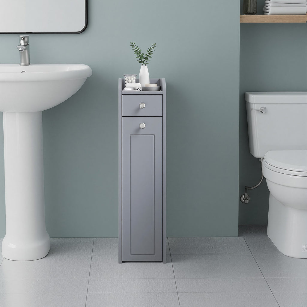 Badezimmerschrank klein, Badschrank schmal, kleiner Schrank für Toilettenpapier