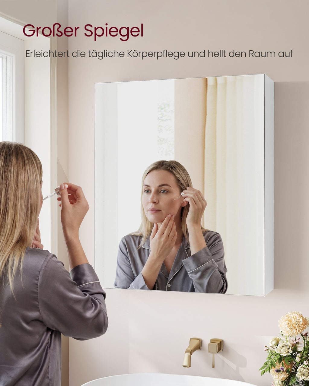 KAILYN Kollektion - Spiegelschrank, Badezimmerschrank, Aufbewahrungsschrank mit 1 Tür