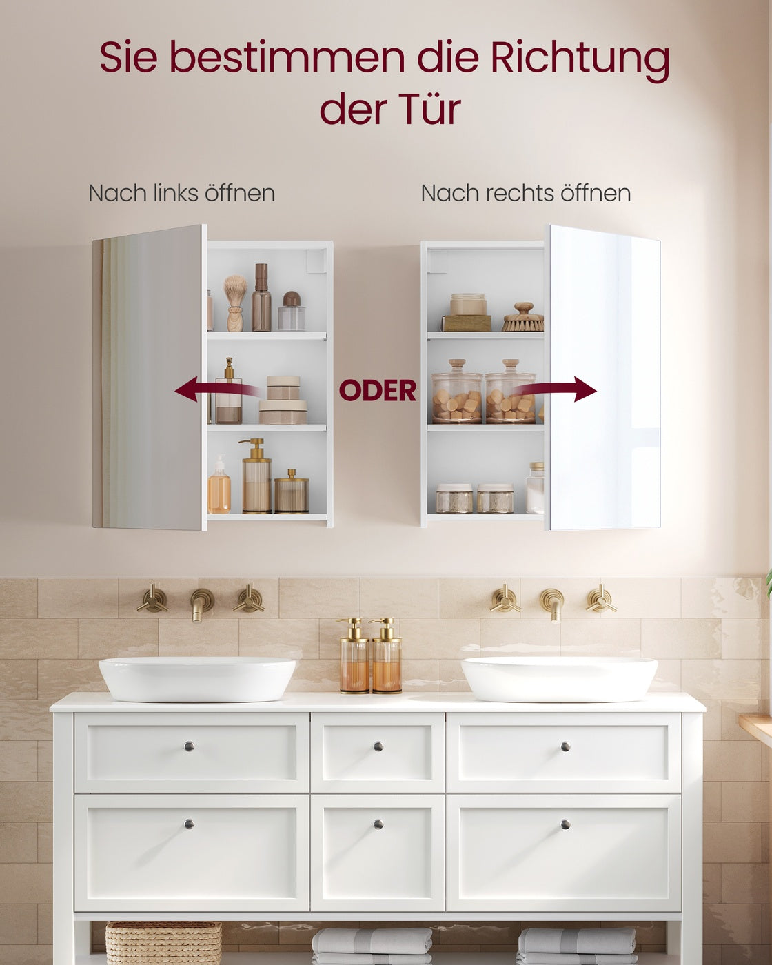 KAILYN Kollektion - Spiegelschrank, Badezimmerschrank, Aufbewahrungsschrank mit 1 Tür