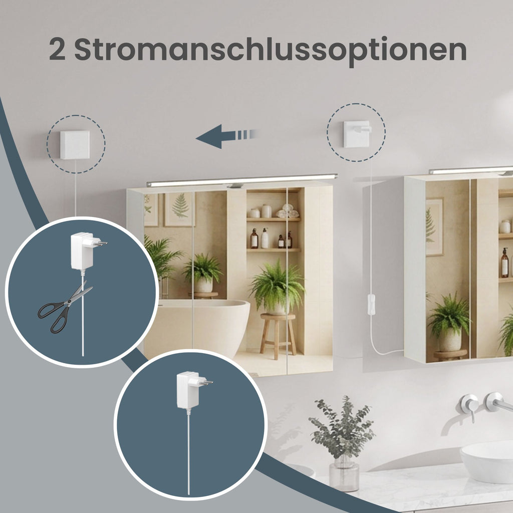 Spiegelschrank, Hängeschrank mit verstellbaren Ablagen, Beleuchtung