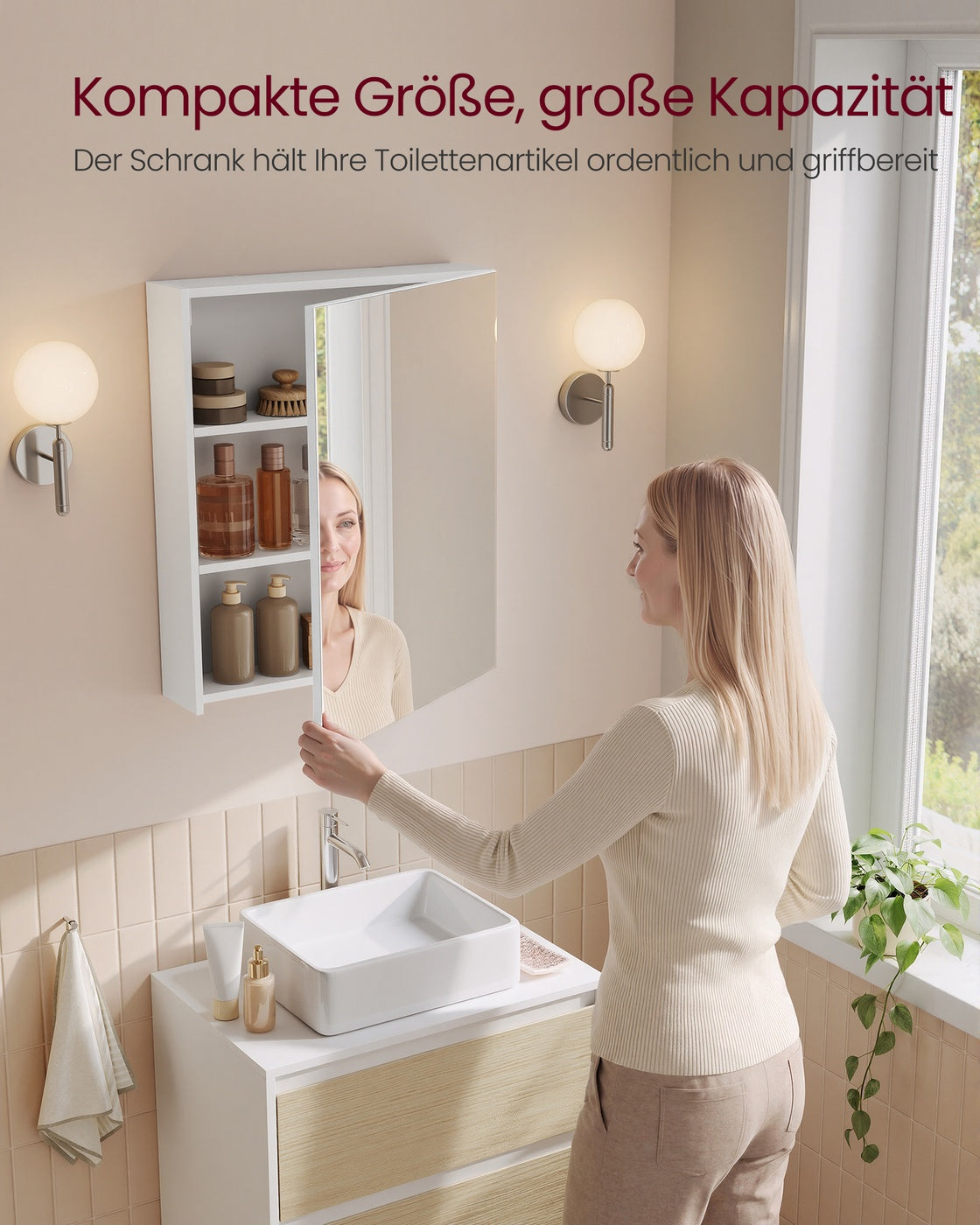 KAILYN Kollektion - Spiegelschrank, Badezimmerschrank, Aufbewahrungsschrank mit 1 Tür