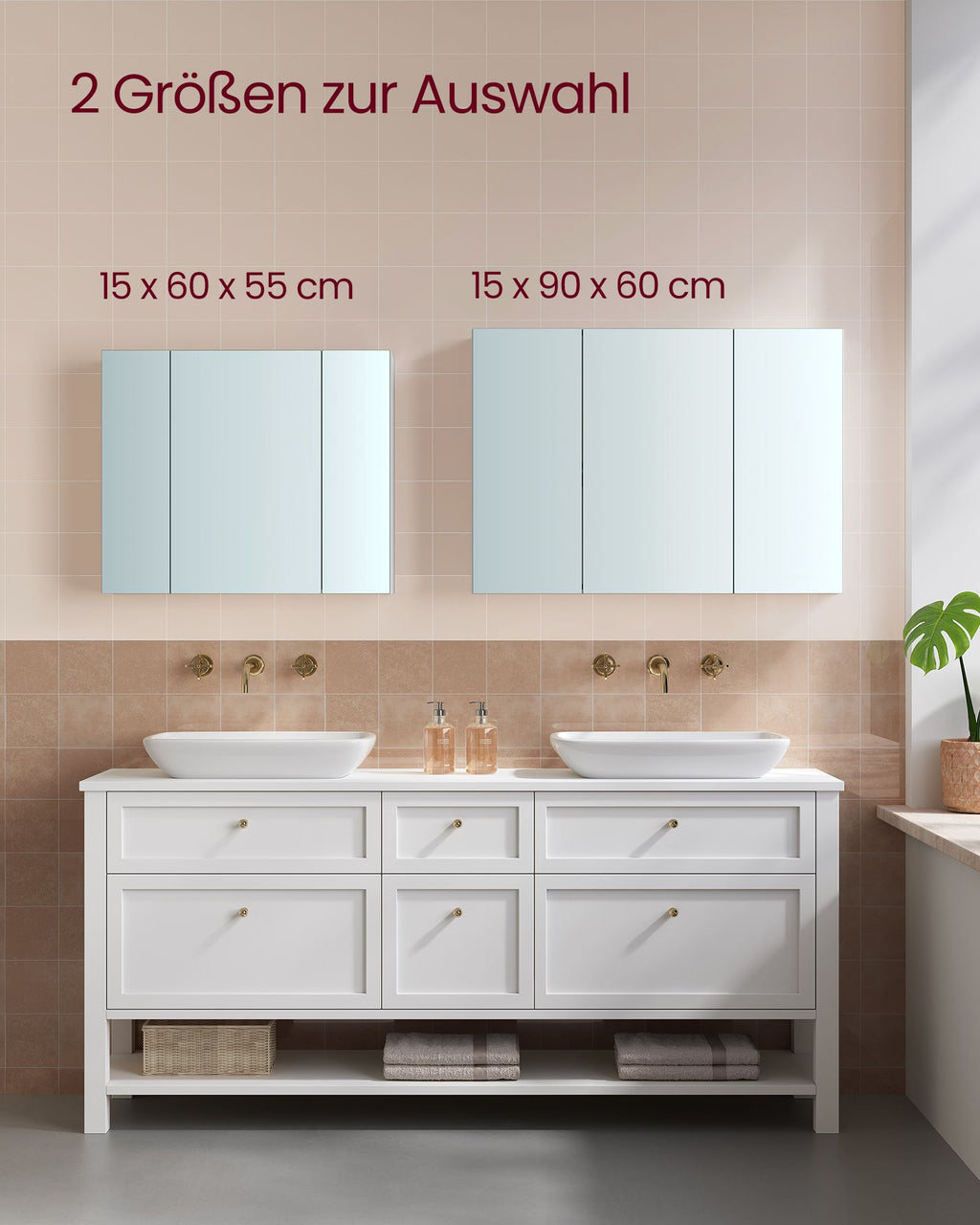 Wandschrank mit Spiegel und verstellbarem Regal weiß