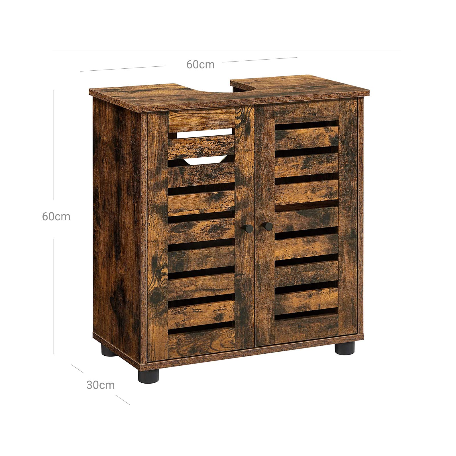 Waschbeckenunterschrank mit verstellbarer Einlegeboden Vintagebraun