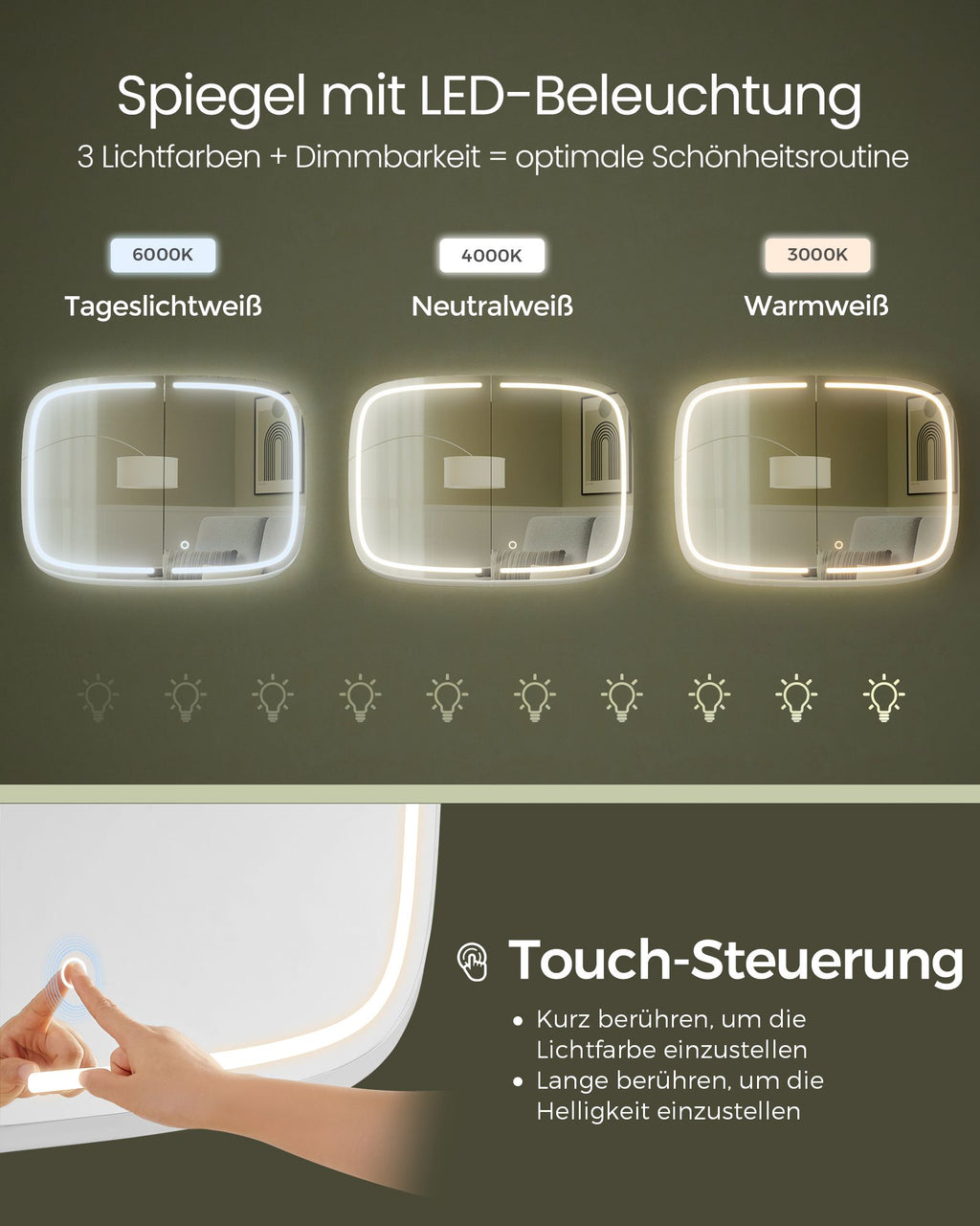 Spiegelschrank mit Beleuchtung tintenschwarz